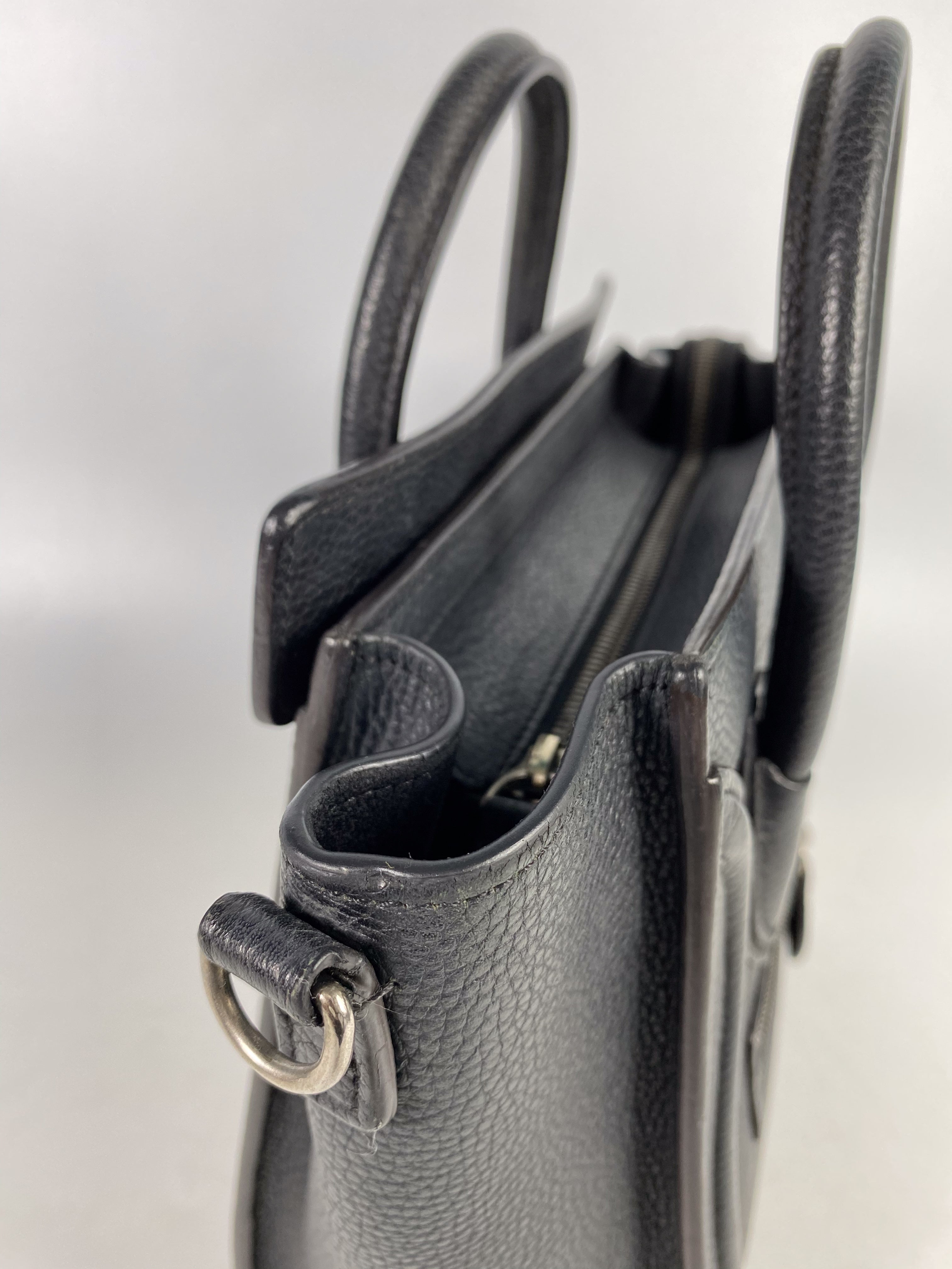 Celine Black Nano Luggage Drummed Calfskin