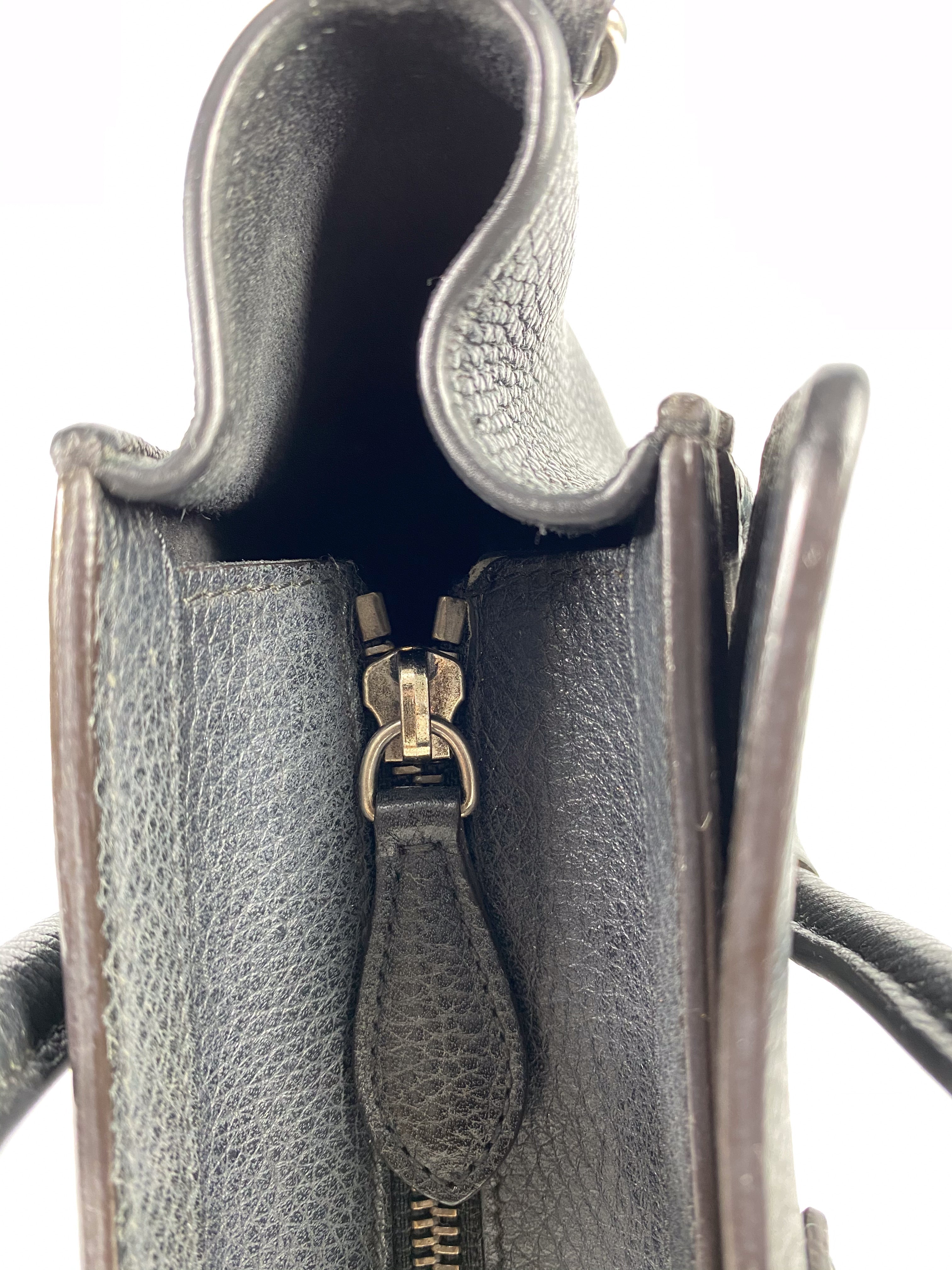 Celine Black Nano Luggage Drummed Calfskin