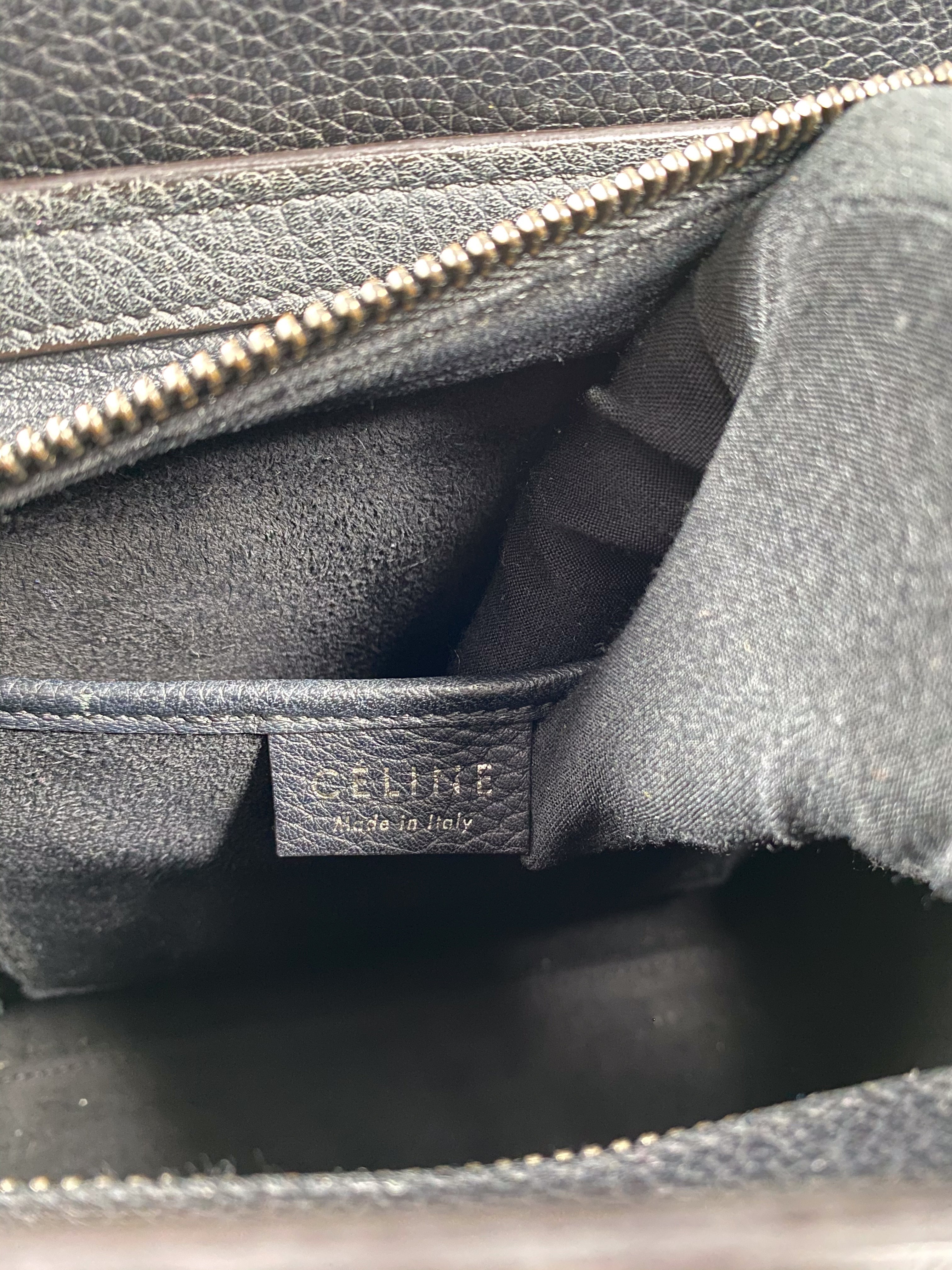 Celine Black Nano Luggage Drummed Calfskin