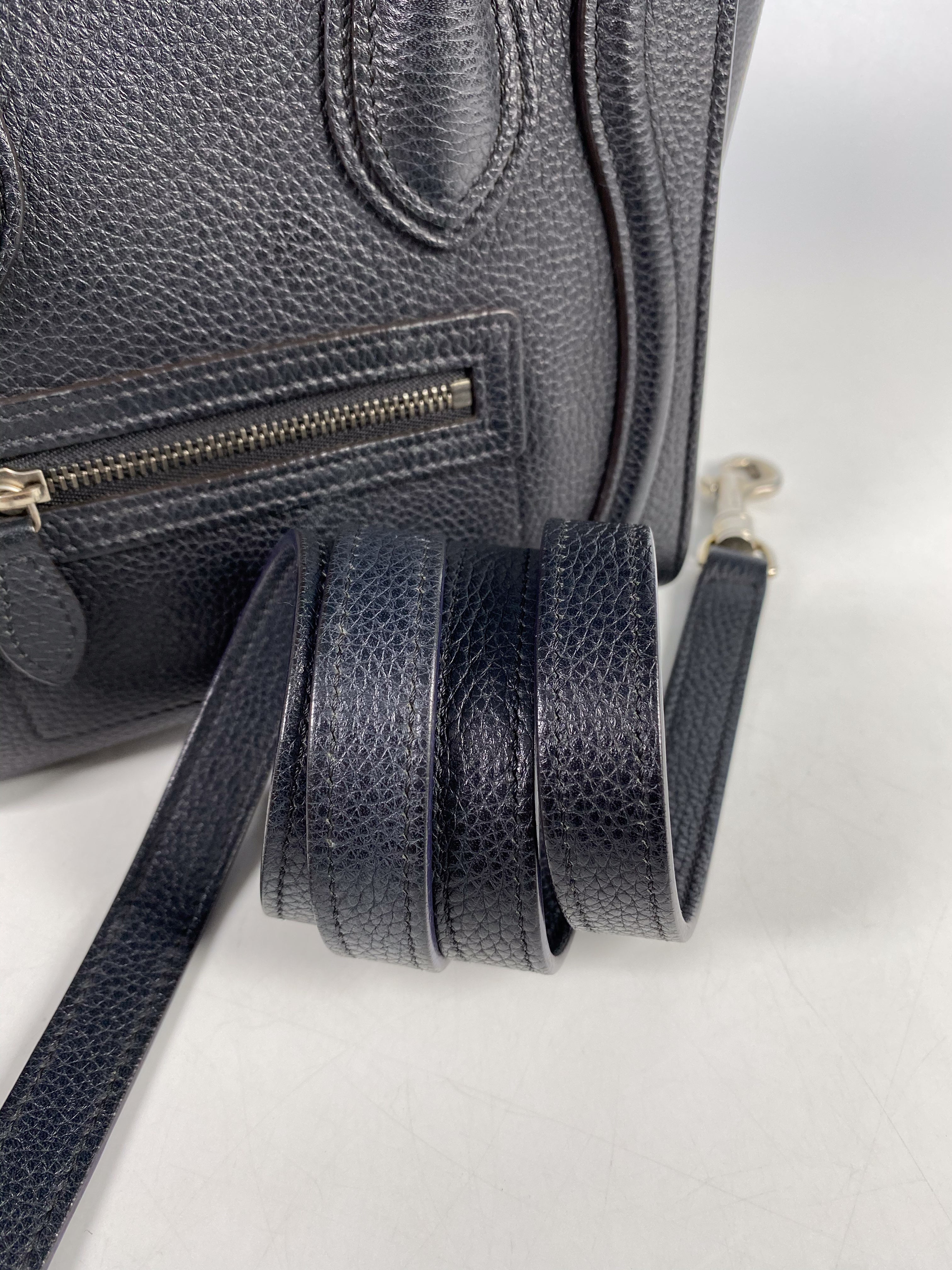 Celine Black Nano Luggage Drummed Calfskin