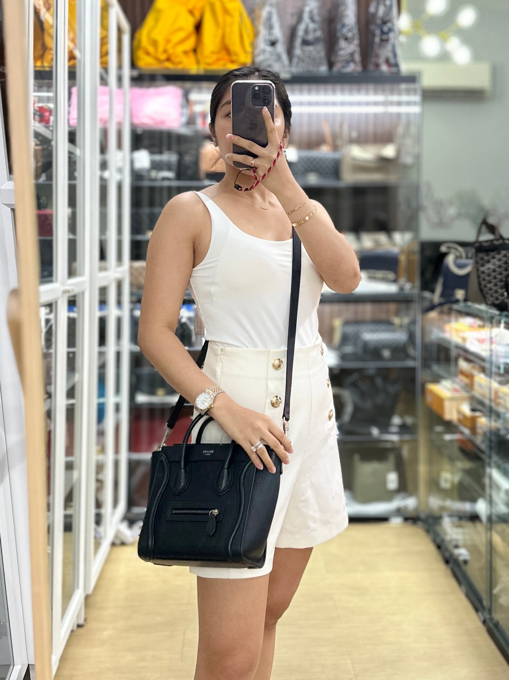 Celine Black Nano Luggage Drummed Calfskin
