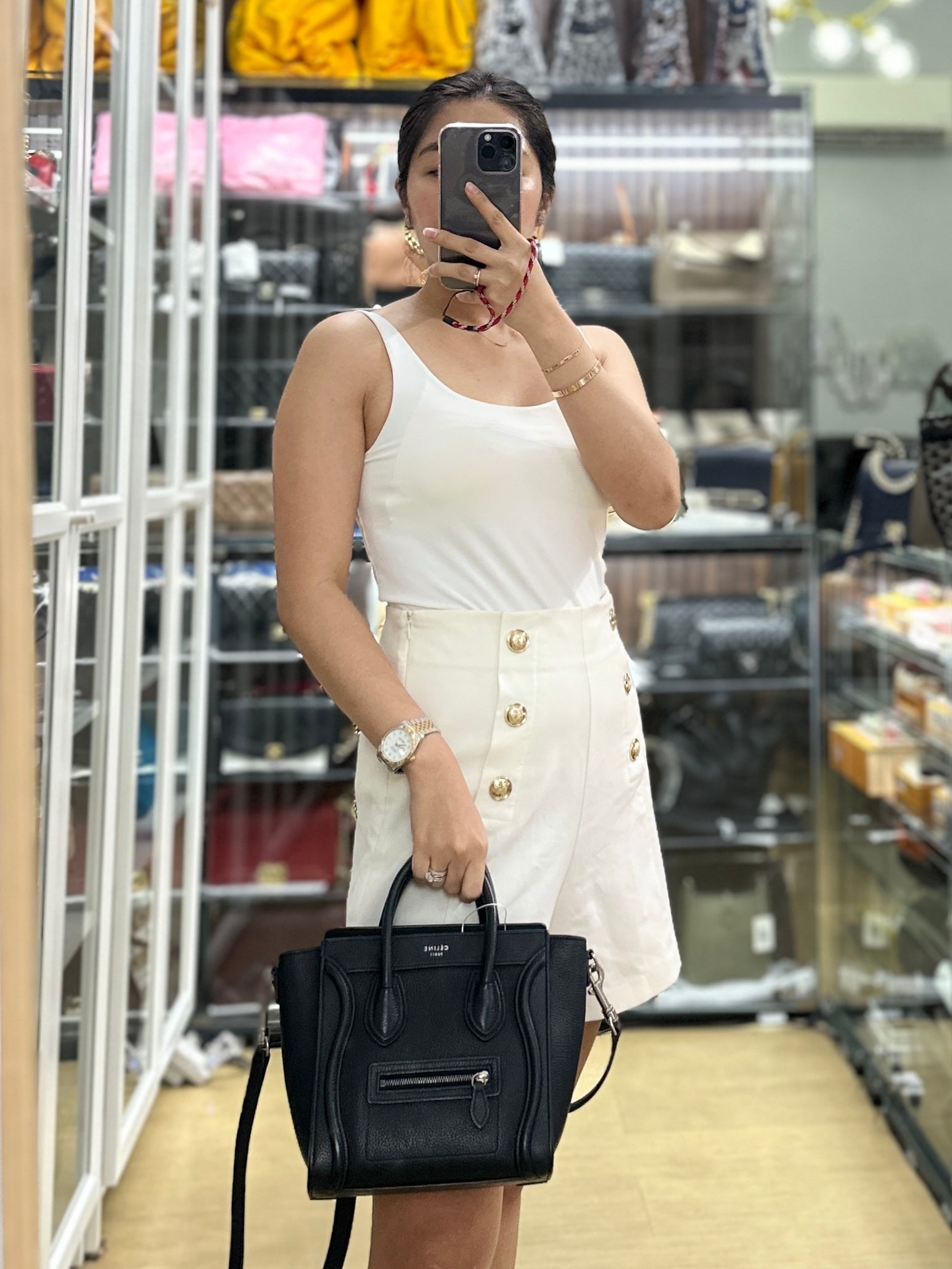 Celine Black Nano Luggage Drummed Calfskin