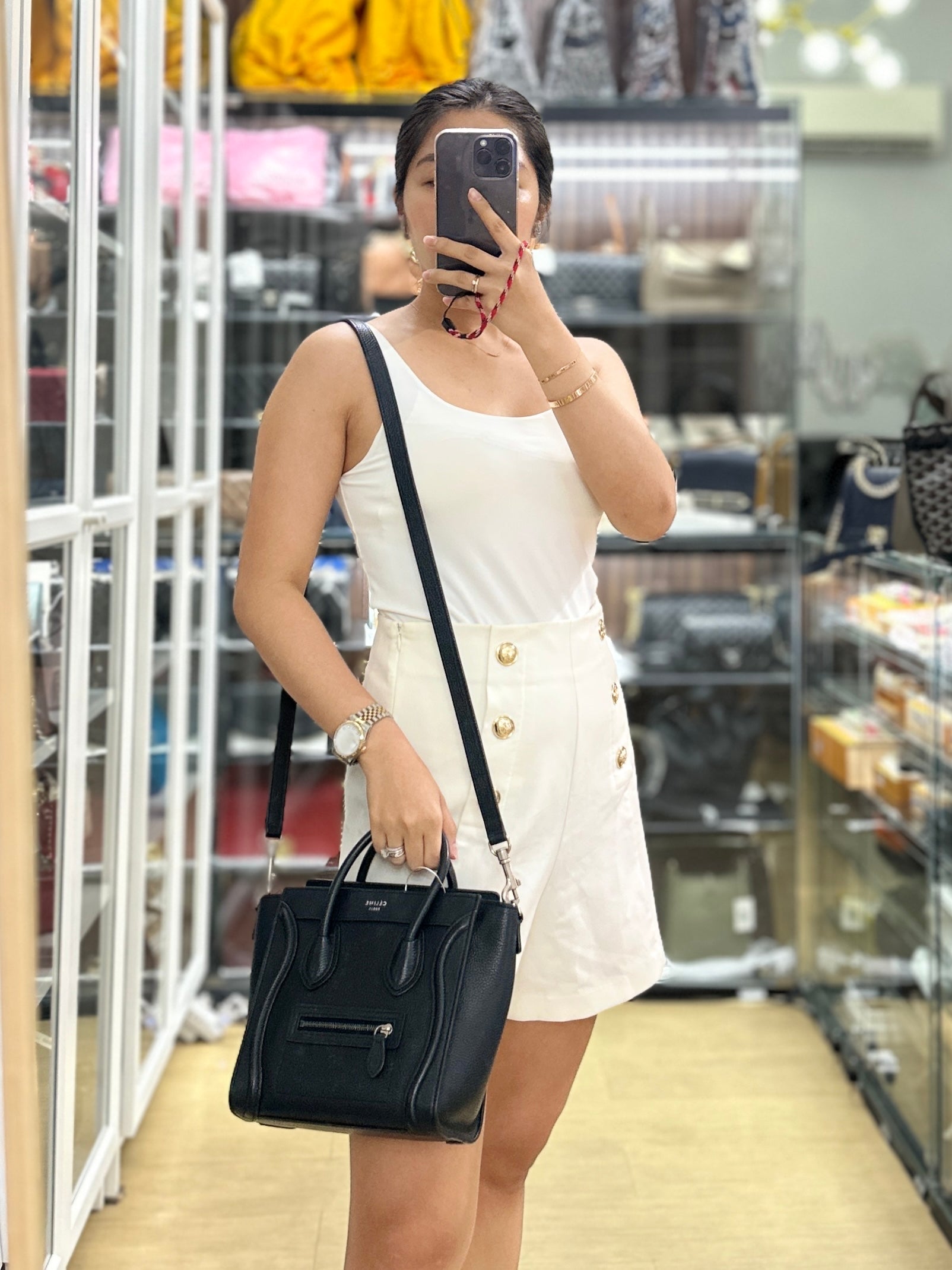 Celine Black Nano Luggage Drummed Calfskin