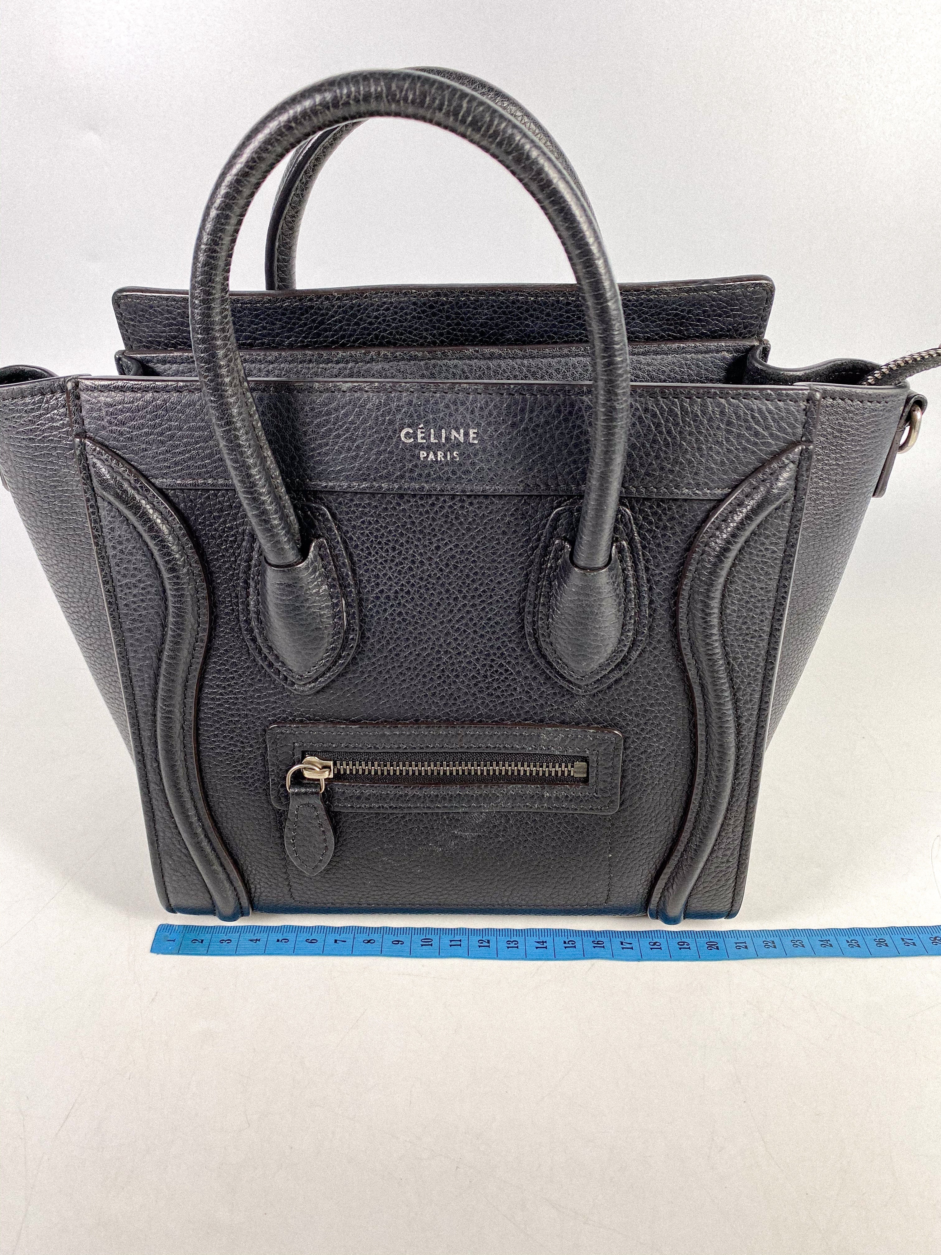 Celine Black Nano Luggage Drummed Calfskin