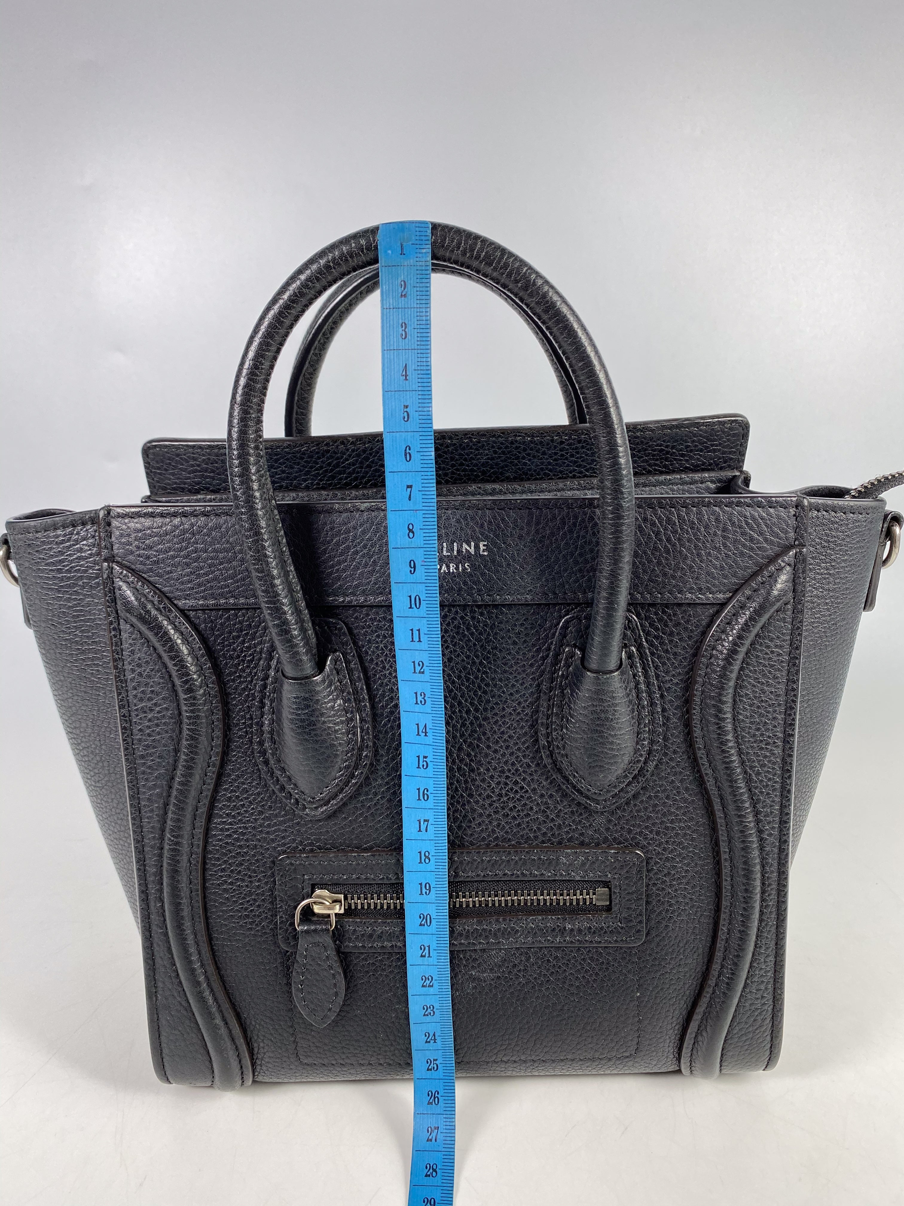Celine Black Nano Luggage Drummed Calfskin