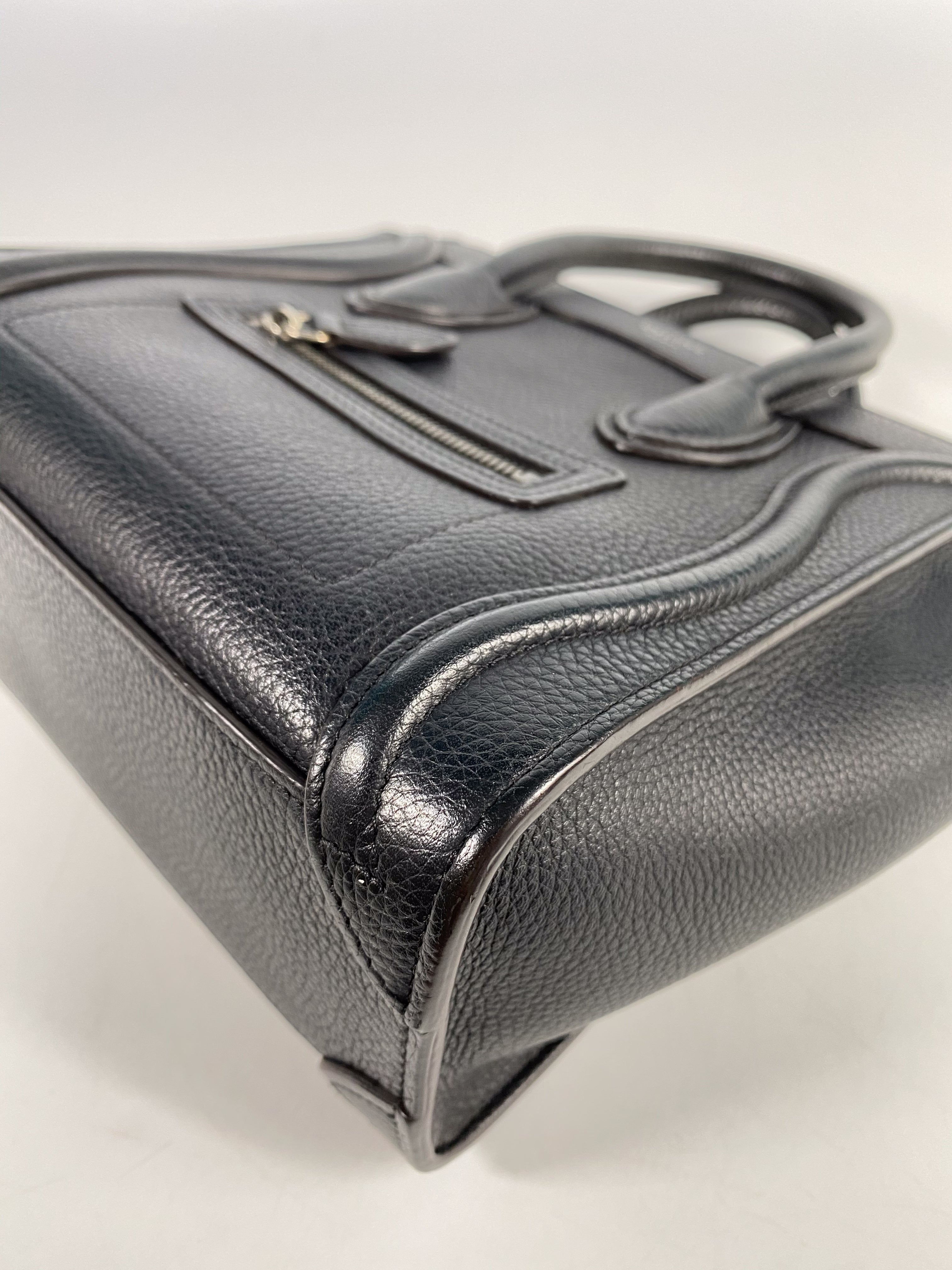 Celine Black Nano Luggage Drummed Calfskin