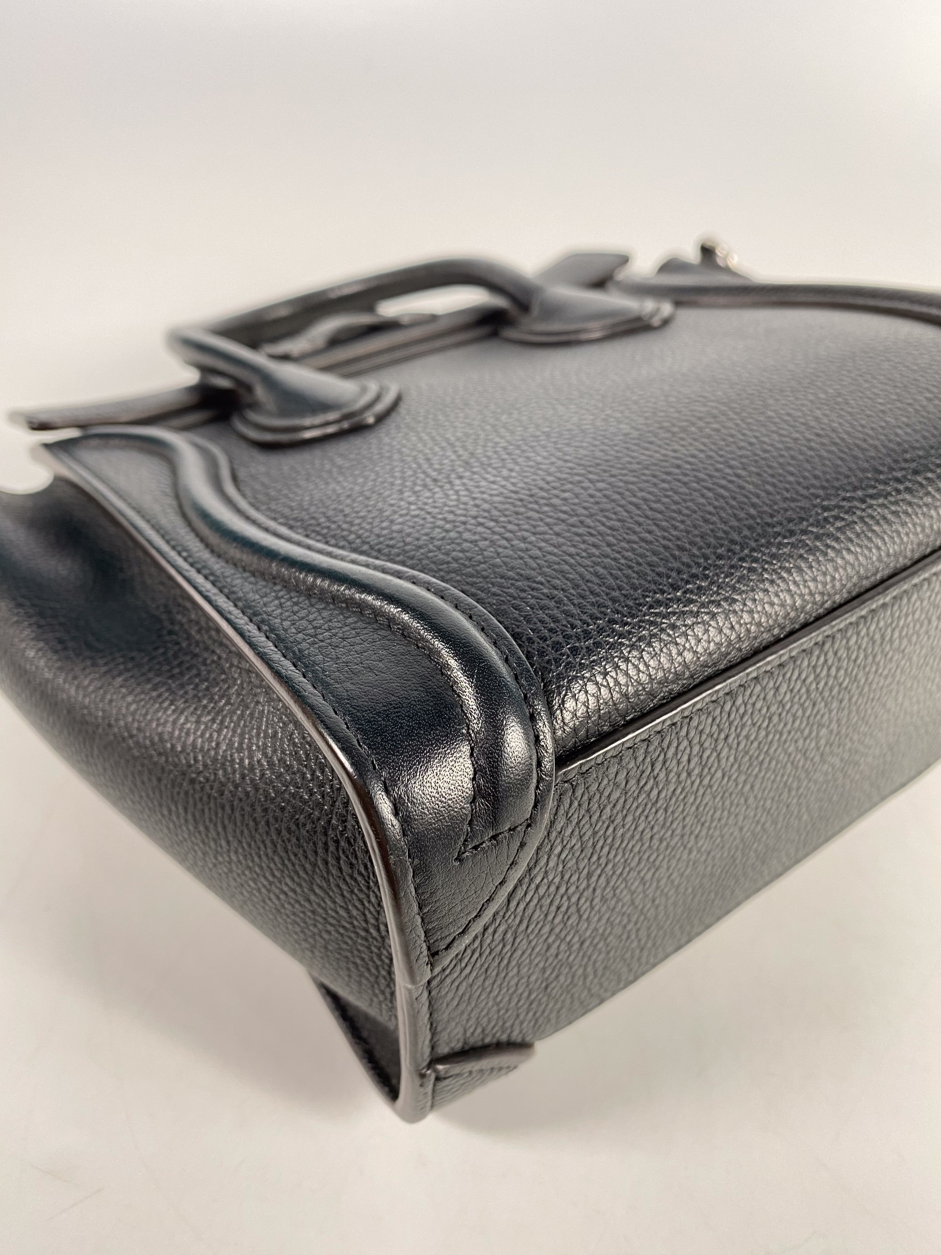 Celine Black Nano Luggage Drummed Calfskin