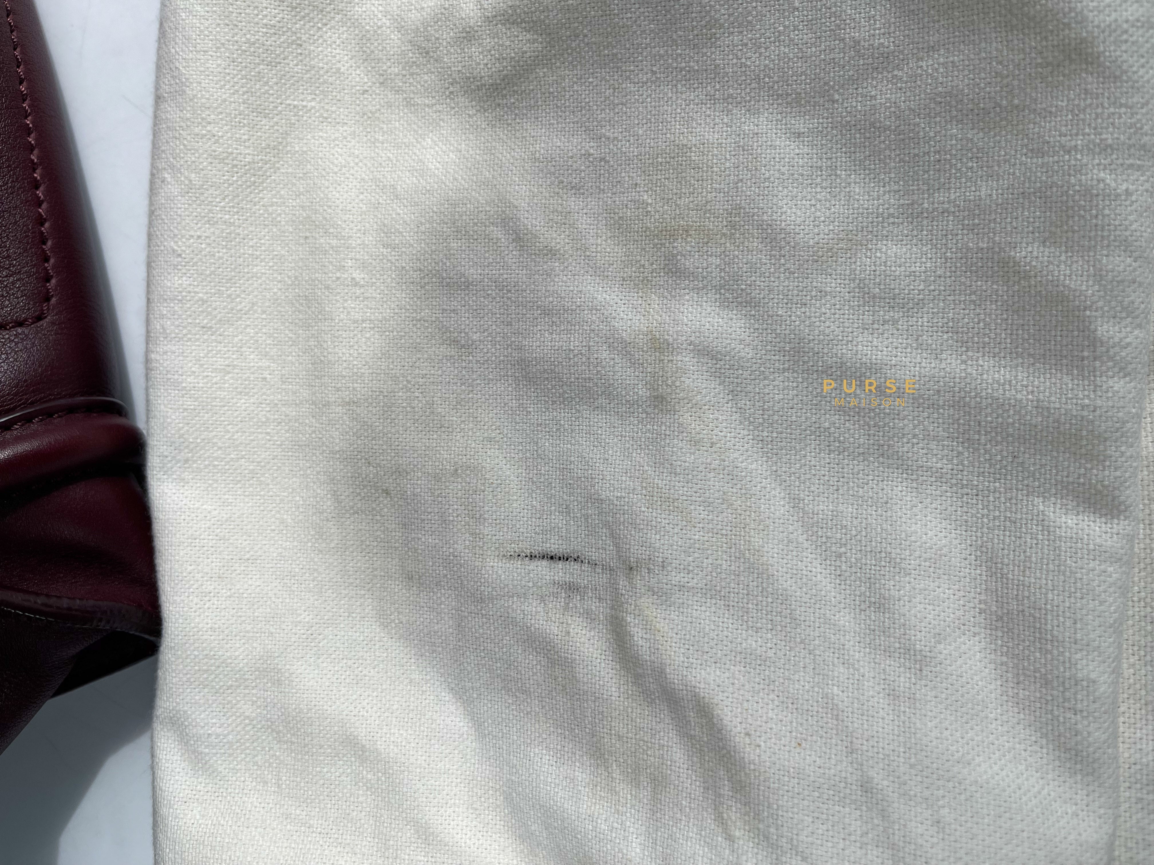 Celine Burgundy Smooth Calfskin Leather Mini Luggage Tote Bag | Purse Maison Luxury Bags Shop