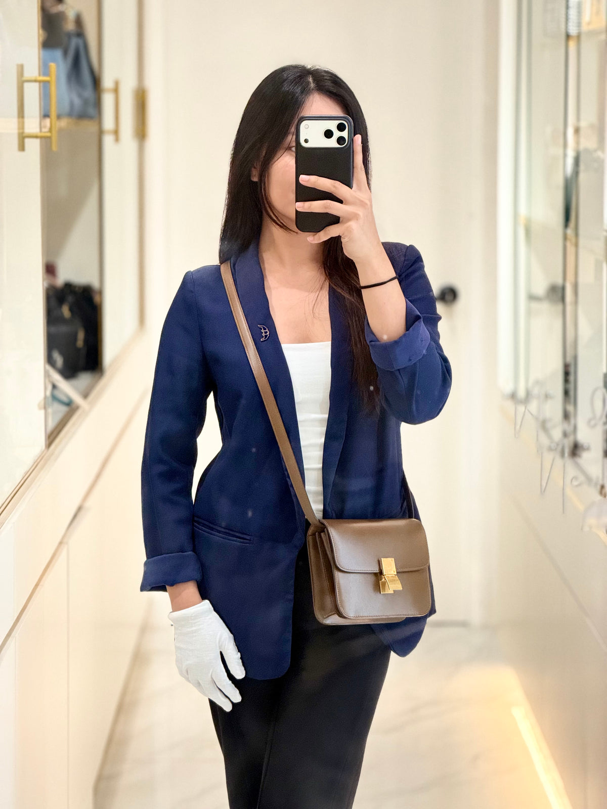 Celine Classic Box in Brown Smooth Calfskin Leather Shoulder Bag | Purse Maison Luxury Bags Shop