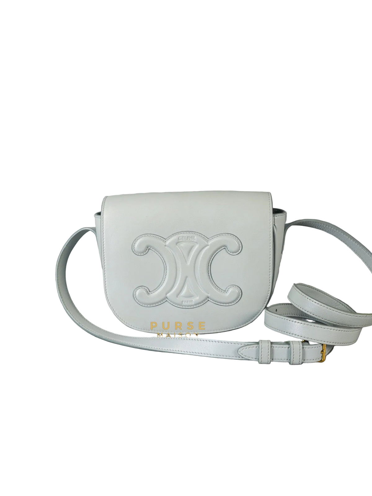 Folco Cuir Soft Blue in Smooth Calfskin Leather | Purse Maison Luxury Bags Shop