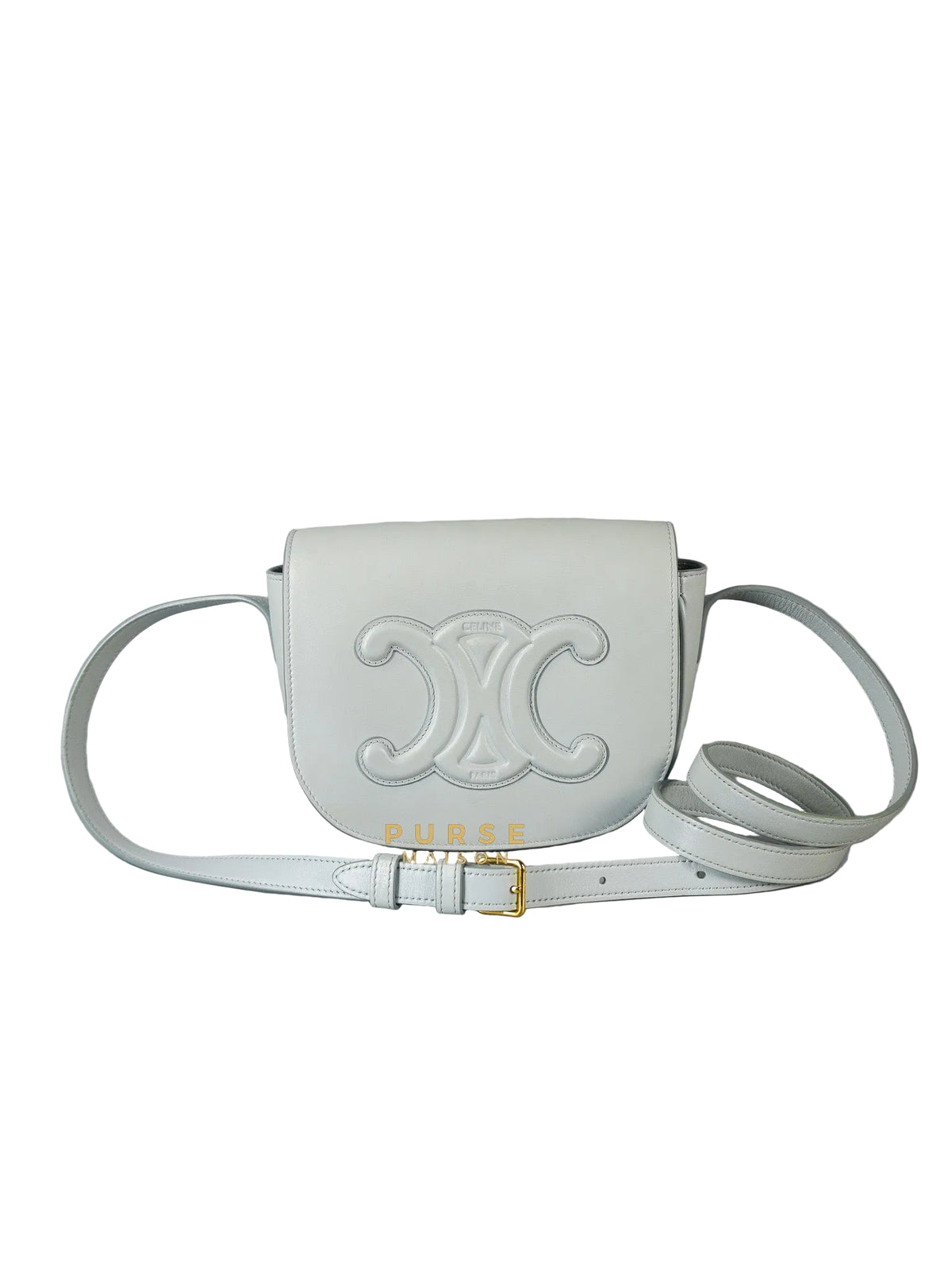Folco Cuir Soft Blue in Smooth Calfskin Leather | Purse Maison Luxury Bags Shop