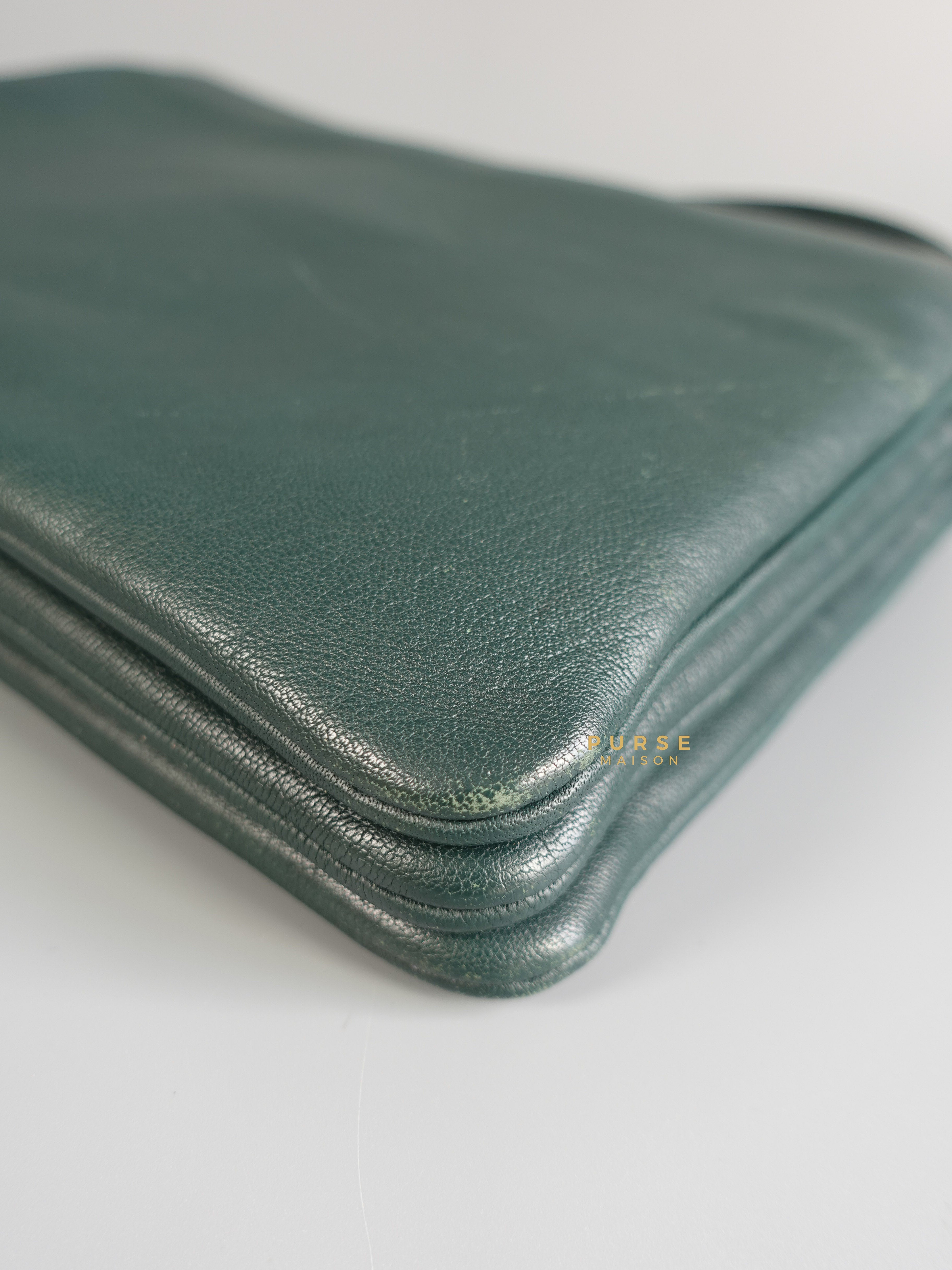 Celine Lambskin Trio Crossbody Bag Dark Green | Purse Maison Luxury Bags Shop