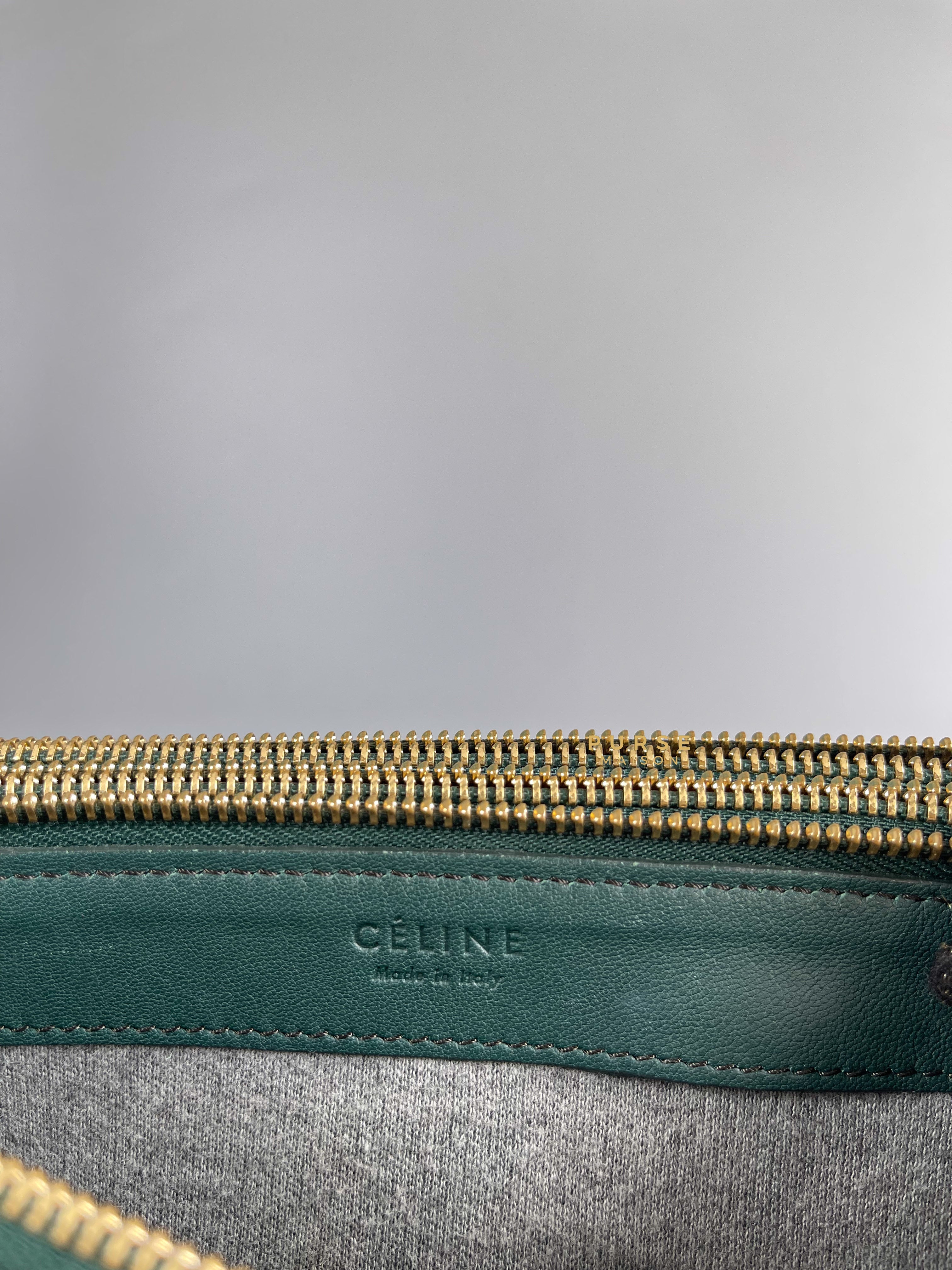 Celine Lambskin Trio Crossbody Bag Dark Green | Purse Maison Luxury Bags Shop