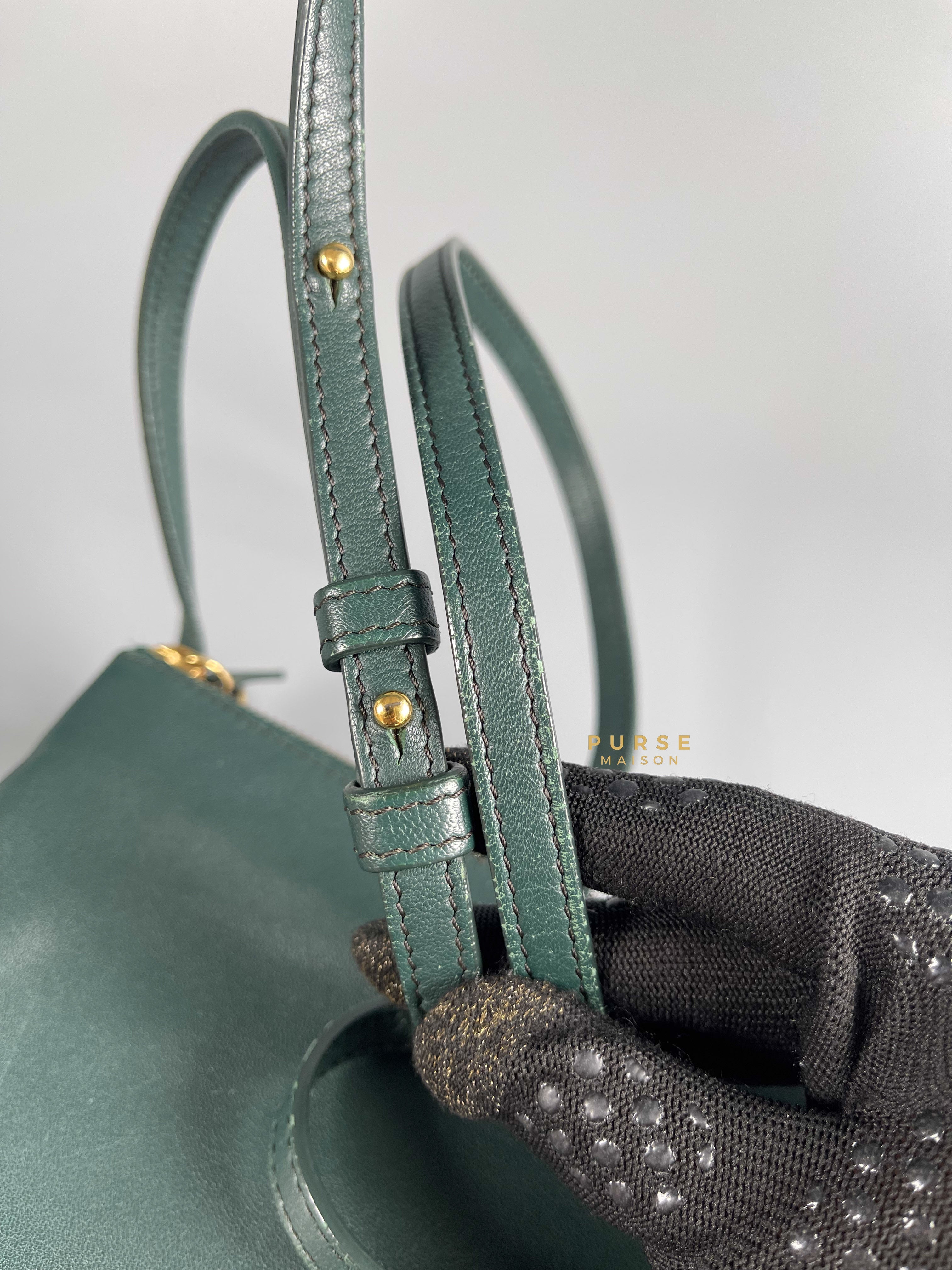 Celine Lambskin Trio Crossbody Bag Dark Green | Purse Maison Luxury Bags Shop