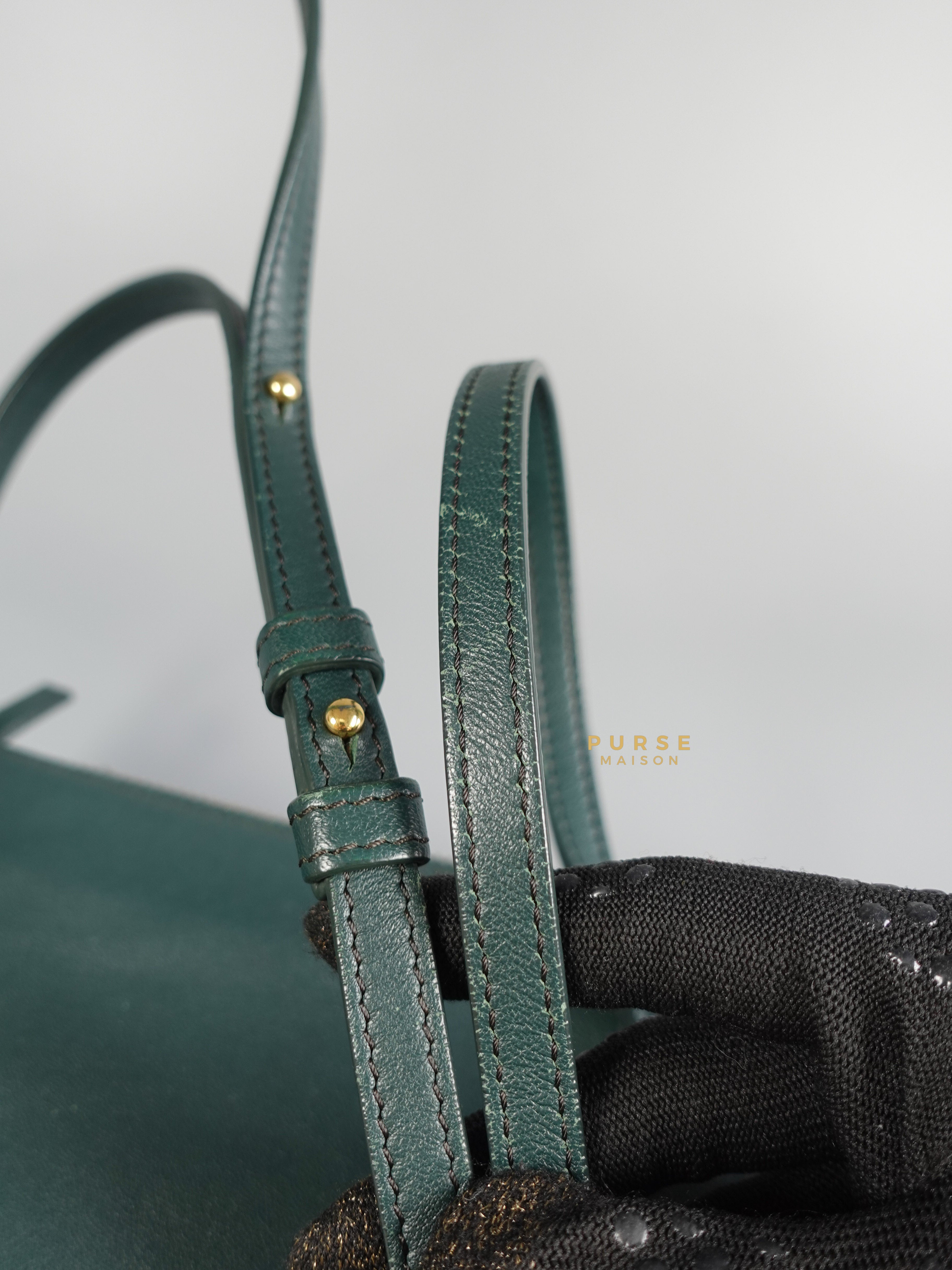 Celine Lambskin Trio Crossbody Bag Dark Green | Purse Maison Luxury Bags Shop