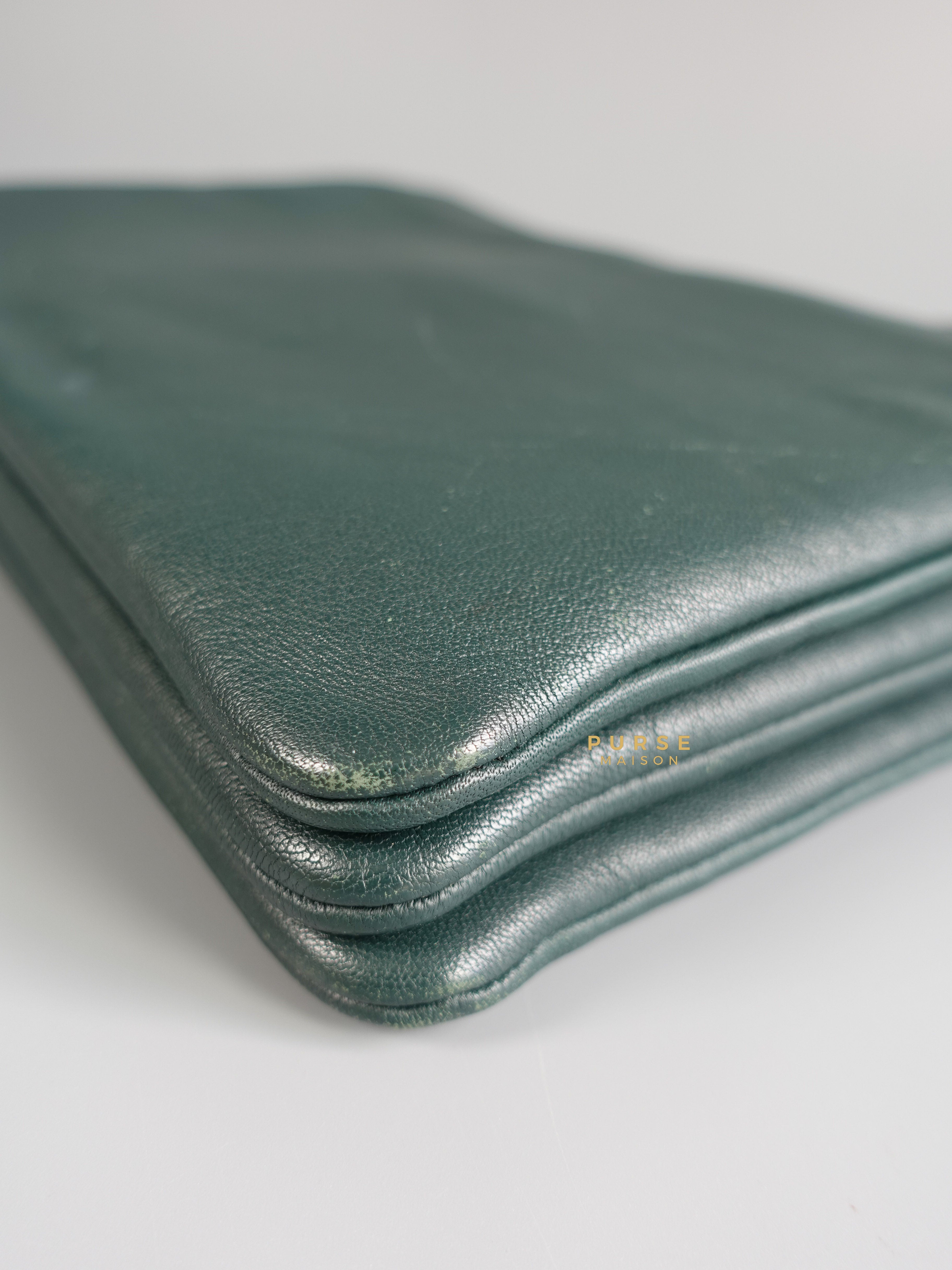 Celine Lambskin Trio Crossbody Bag Dark Green | Purse Maison Luxury Bags Shop