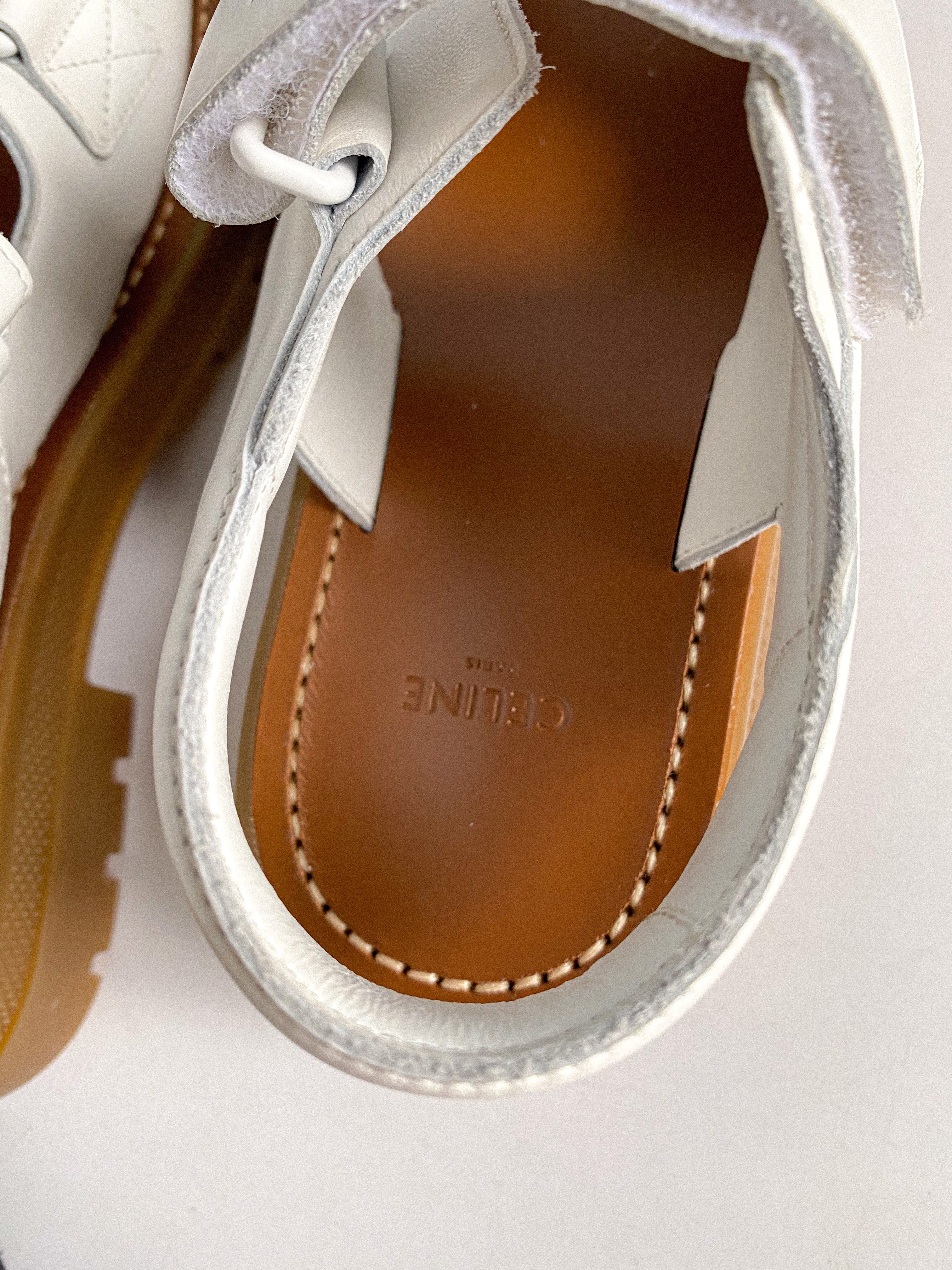 Celine Leo Scratch Sandals in White Calfskin Size 36 EUR (25cm)