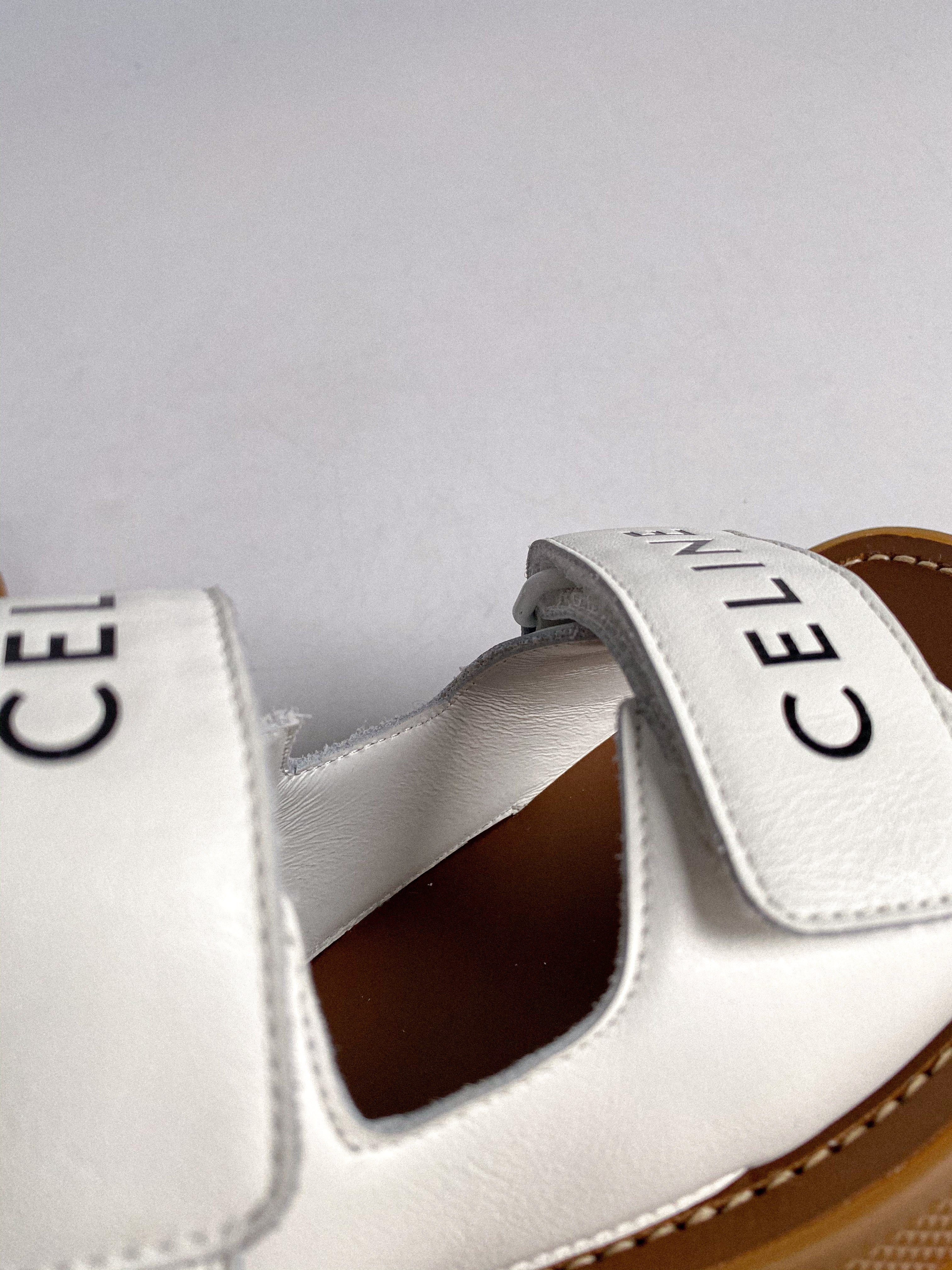Celine Leo Scratch Sandals in White Calfskin Size 36 EUR (25cm)