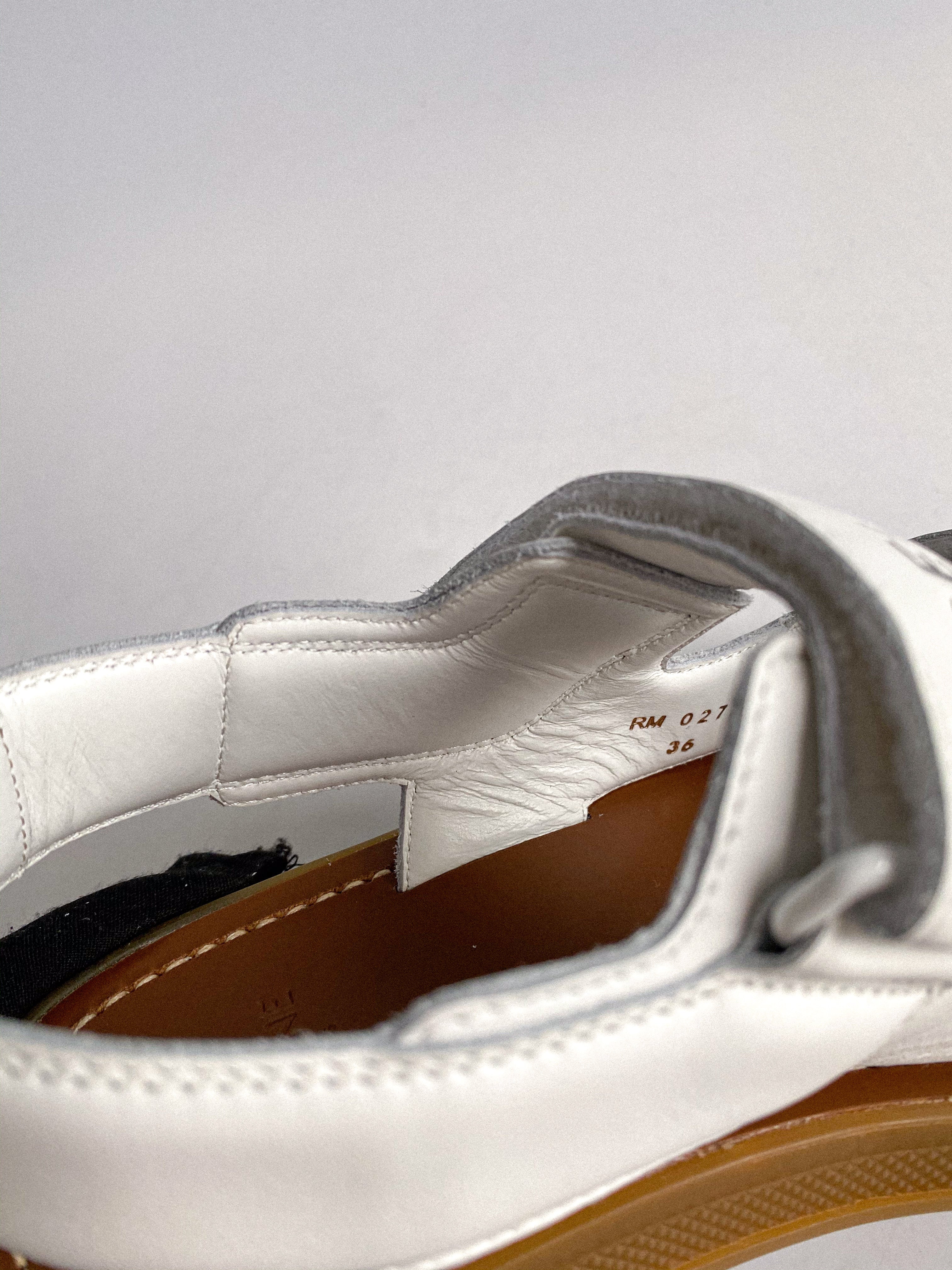 Celine Leo Scratch Sandals in White Calfskin Size 36 EUR (25cm)