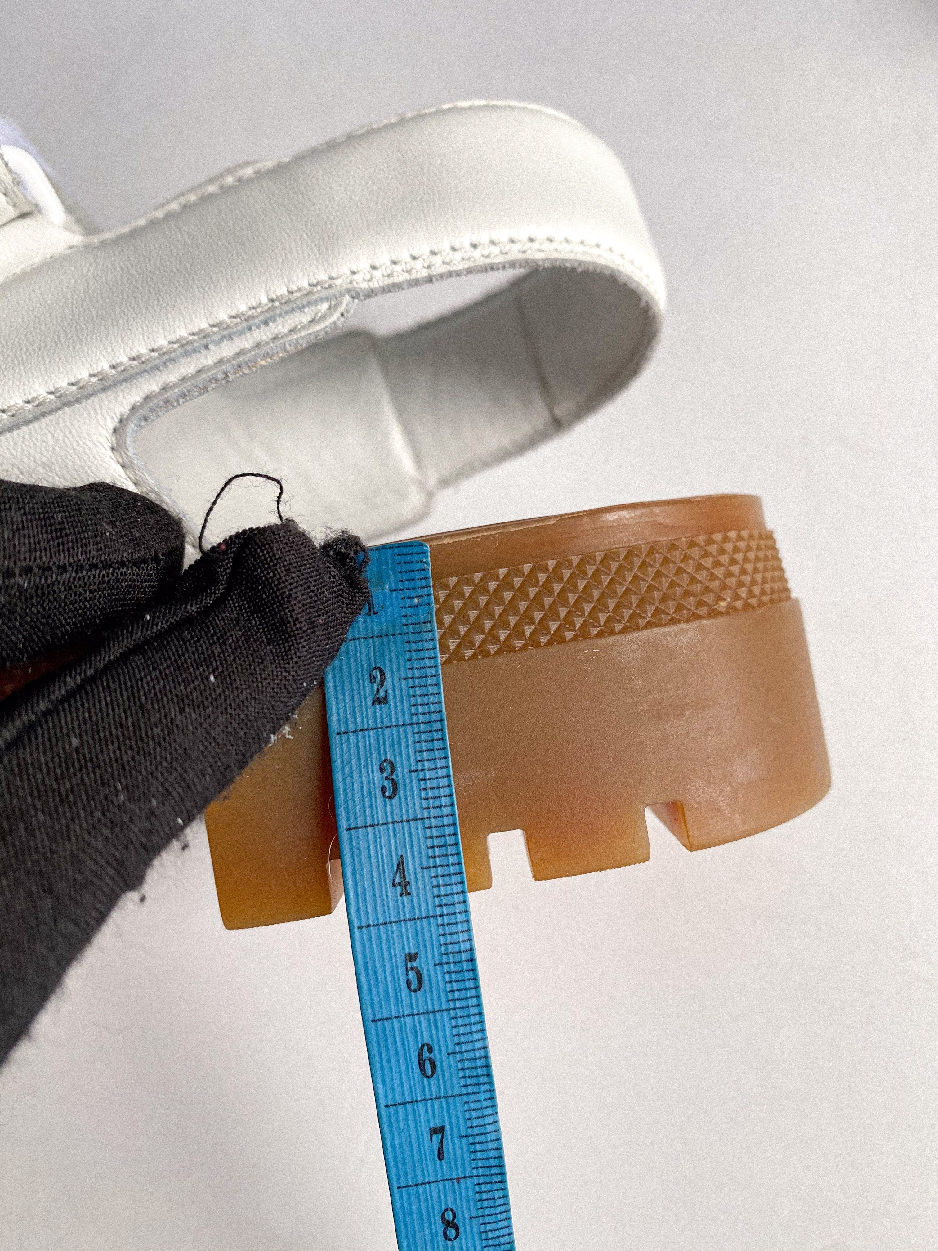 Celine Leo Scratch Sandals in White Calfskin Size 36 EUR (25cm)
