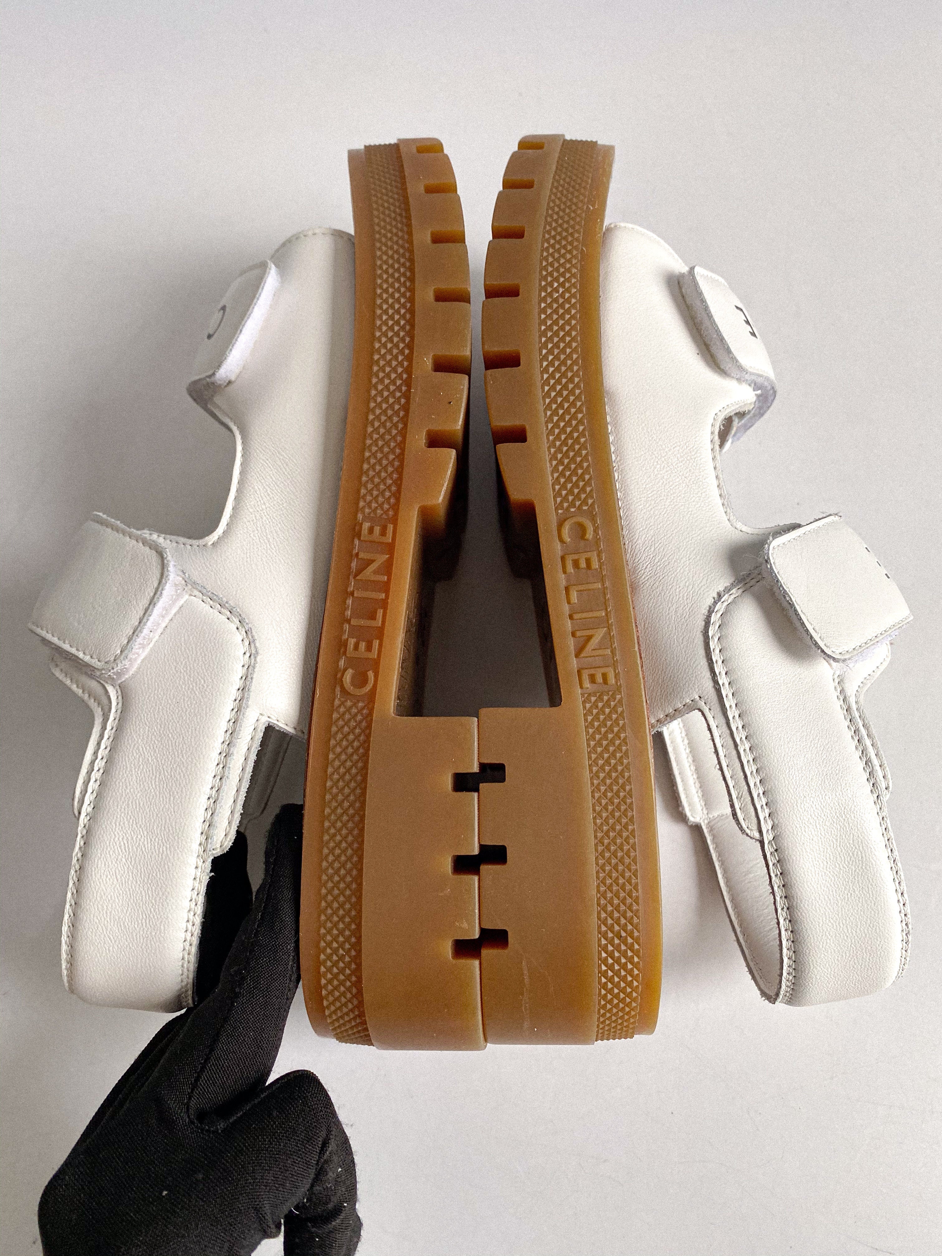 Celine Leo Scratch Sandals in White Calfskin Size 36 EUR (25cm)