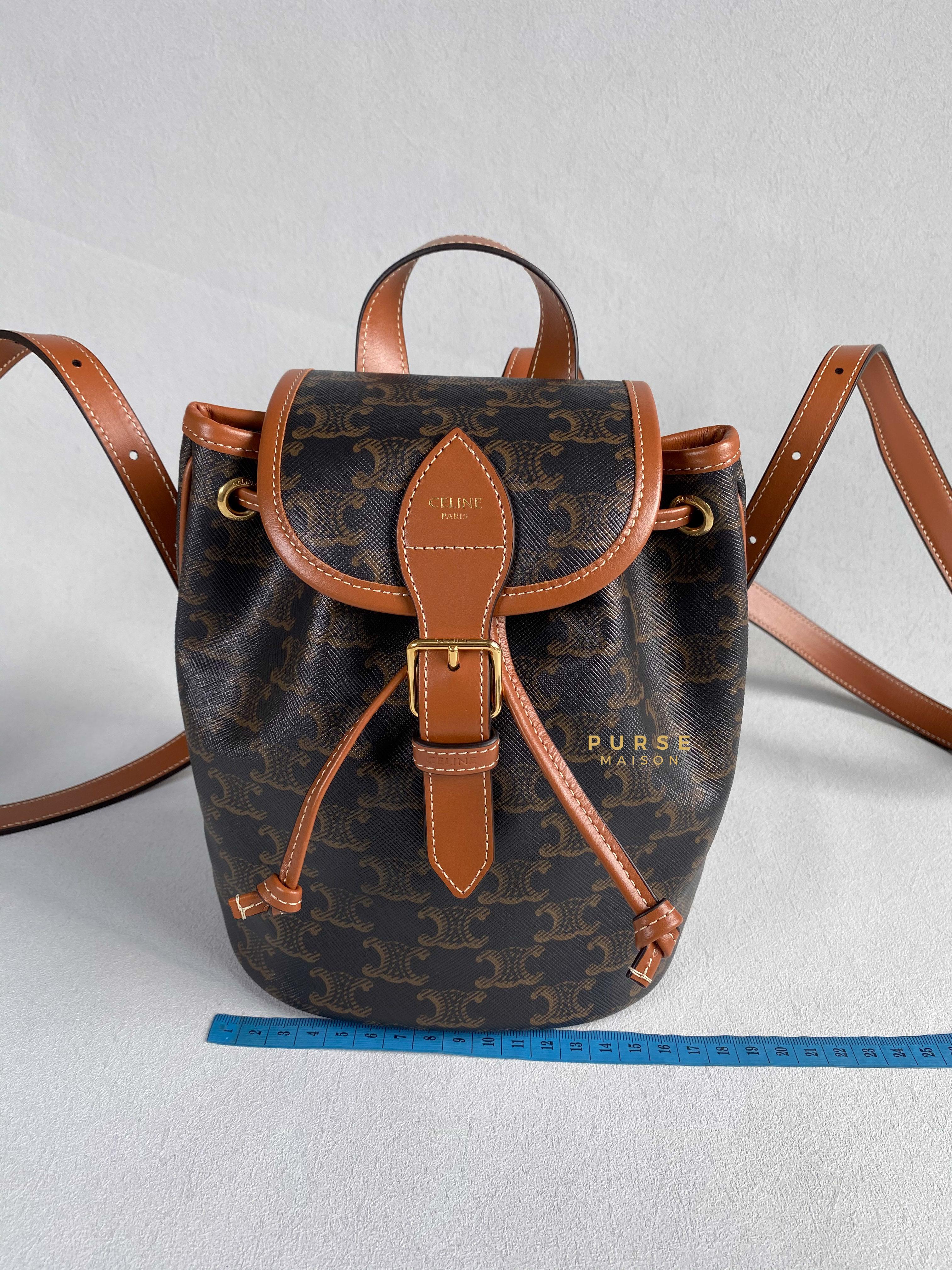 Celine Triomphe Canvas Calfskin Mini Folco Backpack | Purse Maison Luxury Bags Shop