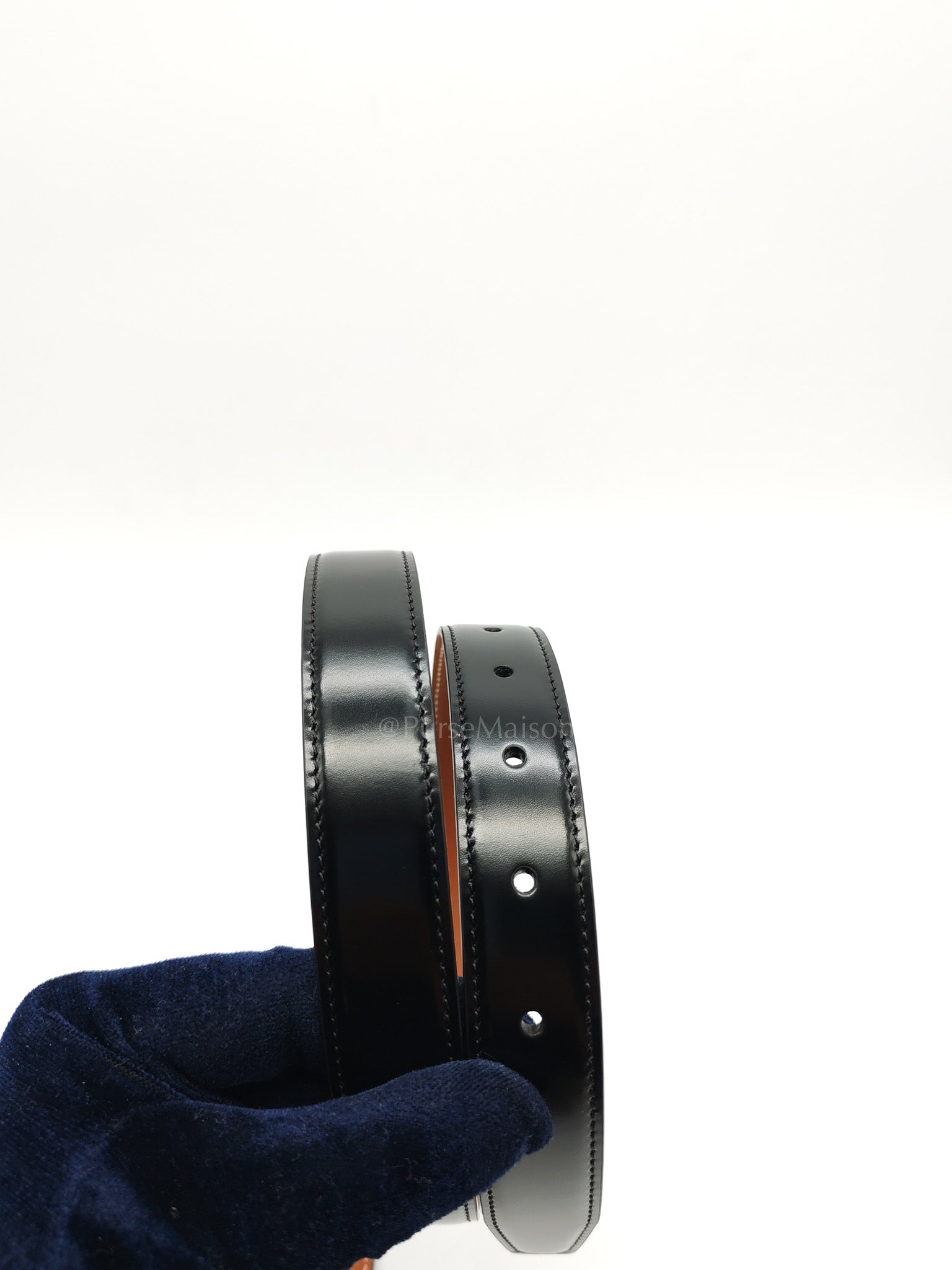 Celine Reversible Triomphe Belt in Black/Tan Calfskin Leather & Gold Hardware