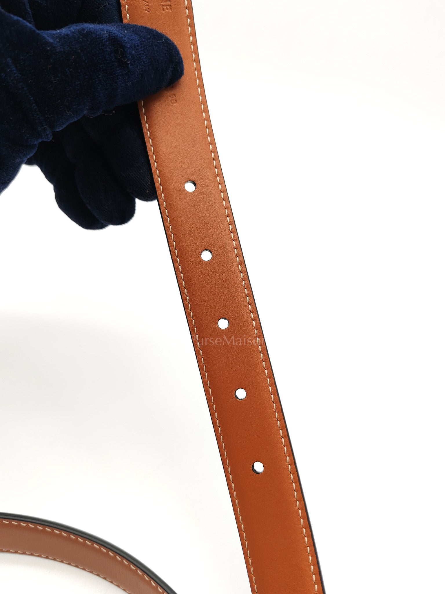 Celine Reversible Triomphe Belt in Black/Tan Calfskin Leather & Gold Hardware