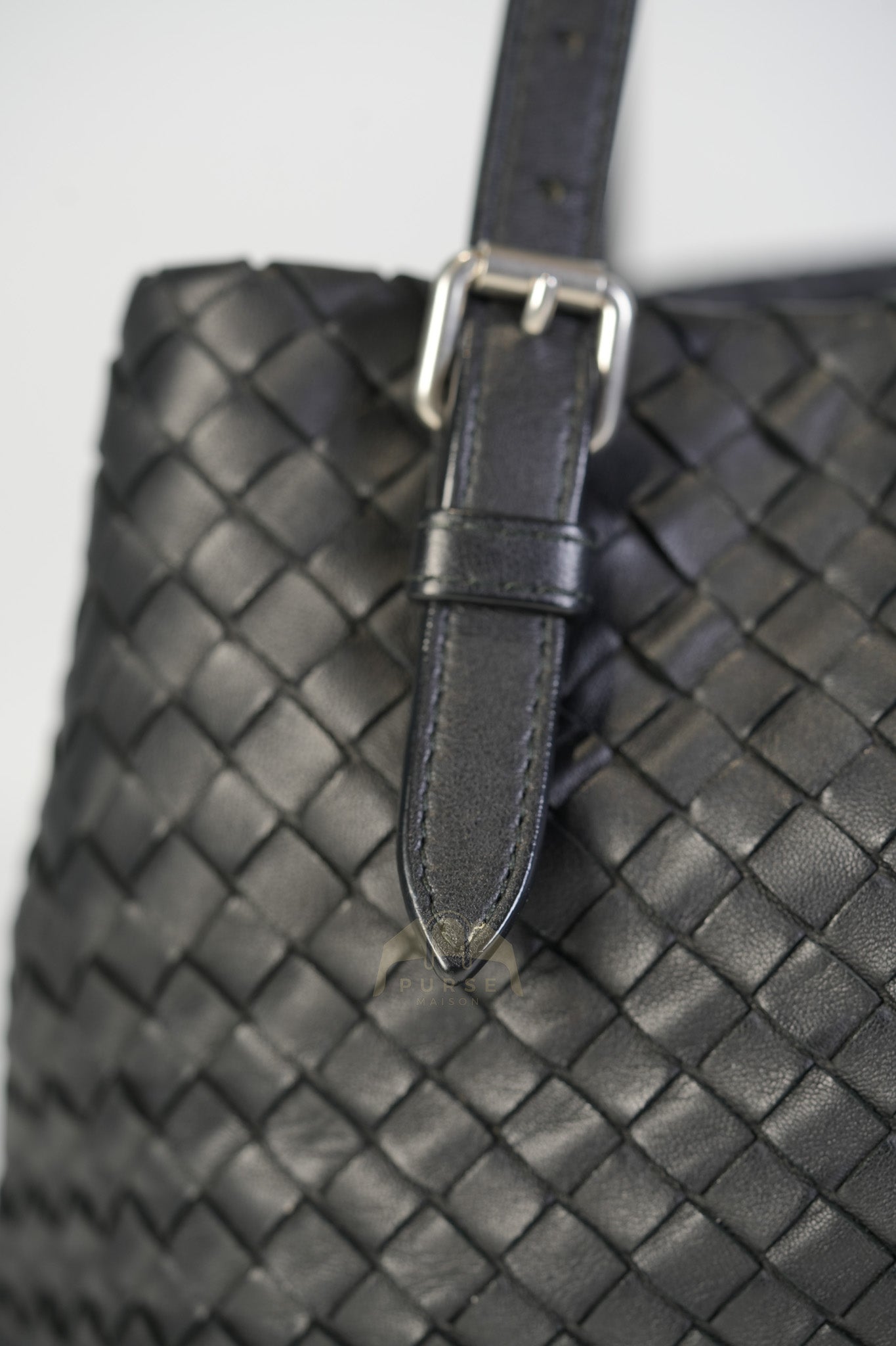 Cesta Small Nappa Intrecciato Black Leather Tote Bag | Purse Maison Luxury Bags Shop