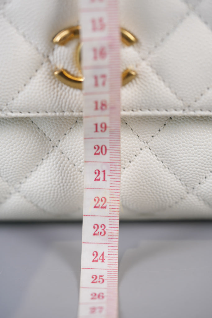 Chain Coco Handle Small in White Caviar Leather and Aged Gold Hardware (Microchip) | Purse Maison Luxury Bags Shop