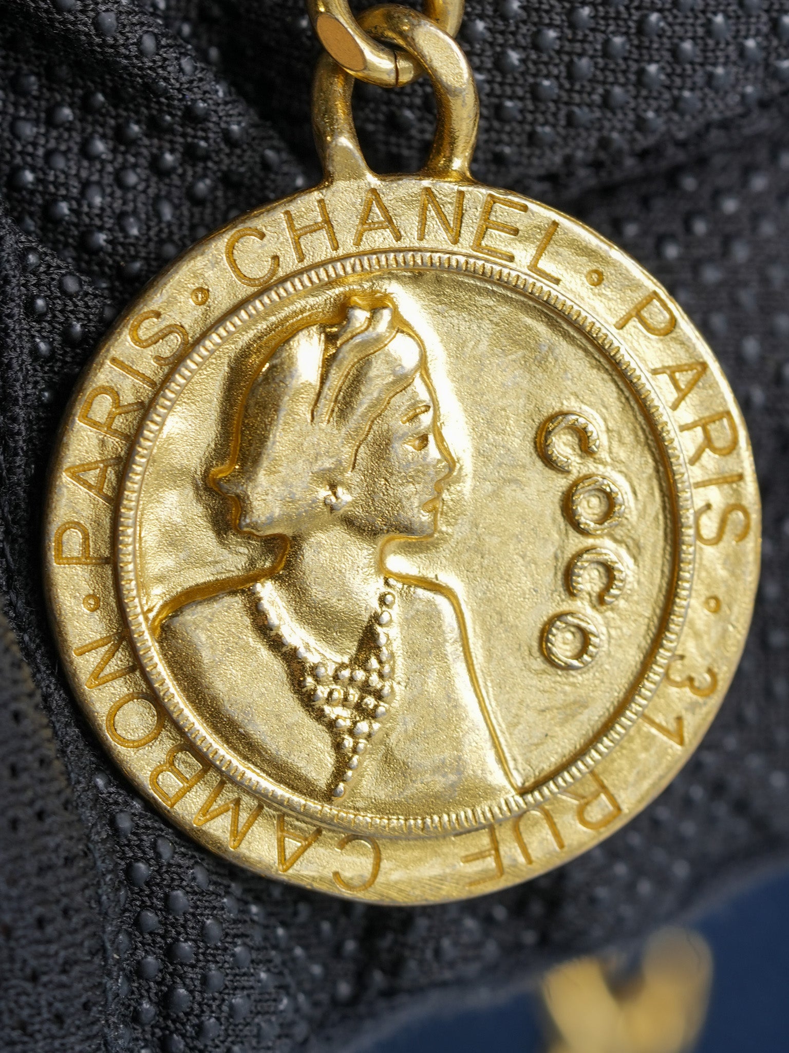 Chain Soul Flap in Navy Blue Caviar Leather and Aged Gold Hardware (Microchip) | Purse Maison Luxury Bags Shop