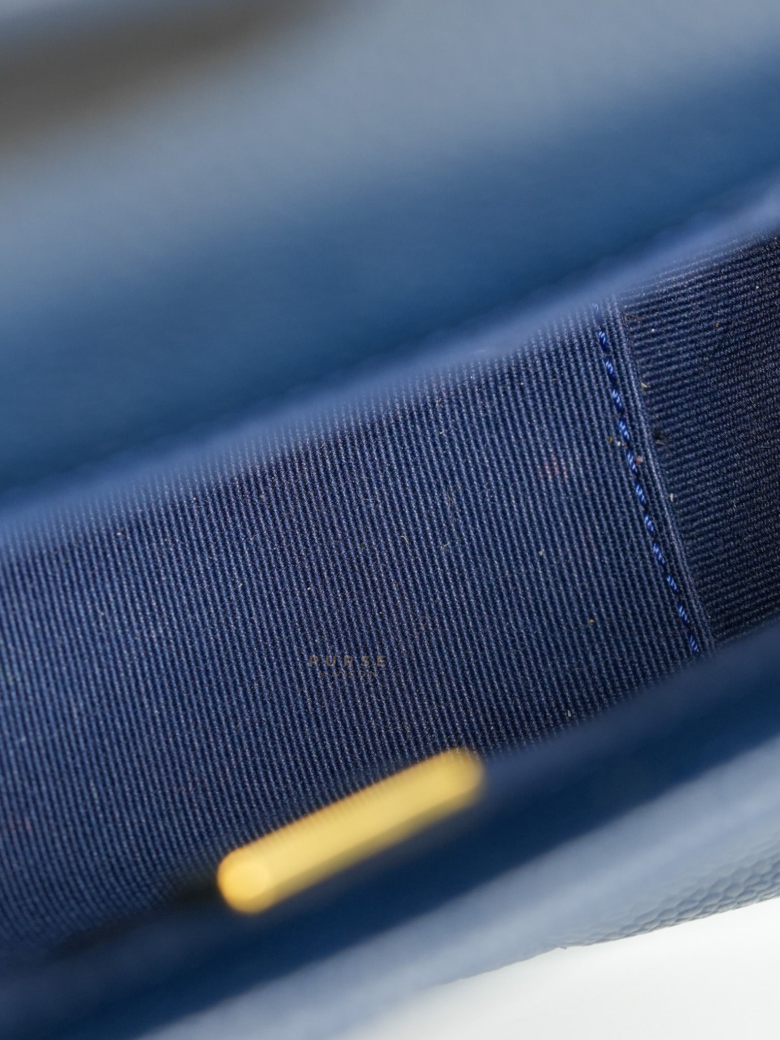 Chain Soul Flap in Navy Blue Caviar Leather and Aged Gold Hardware (Microchip) | Purse Maison Luxury Bags Shop