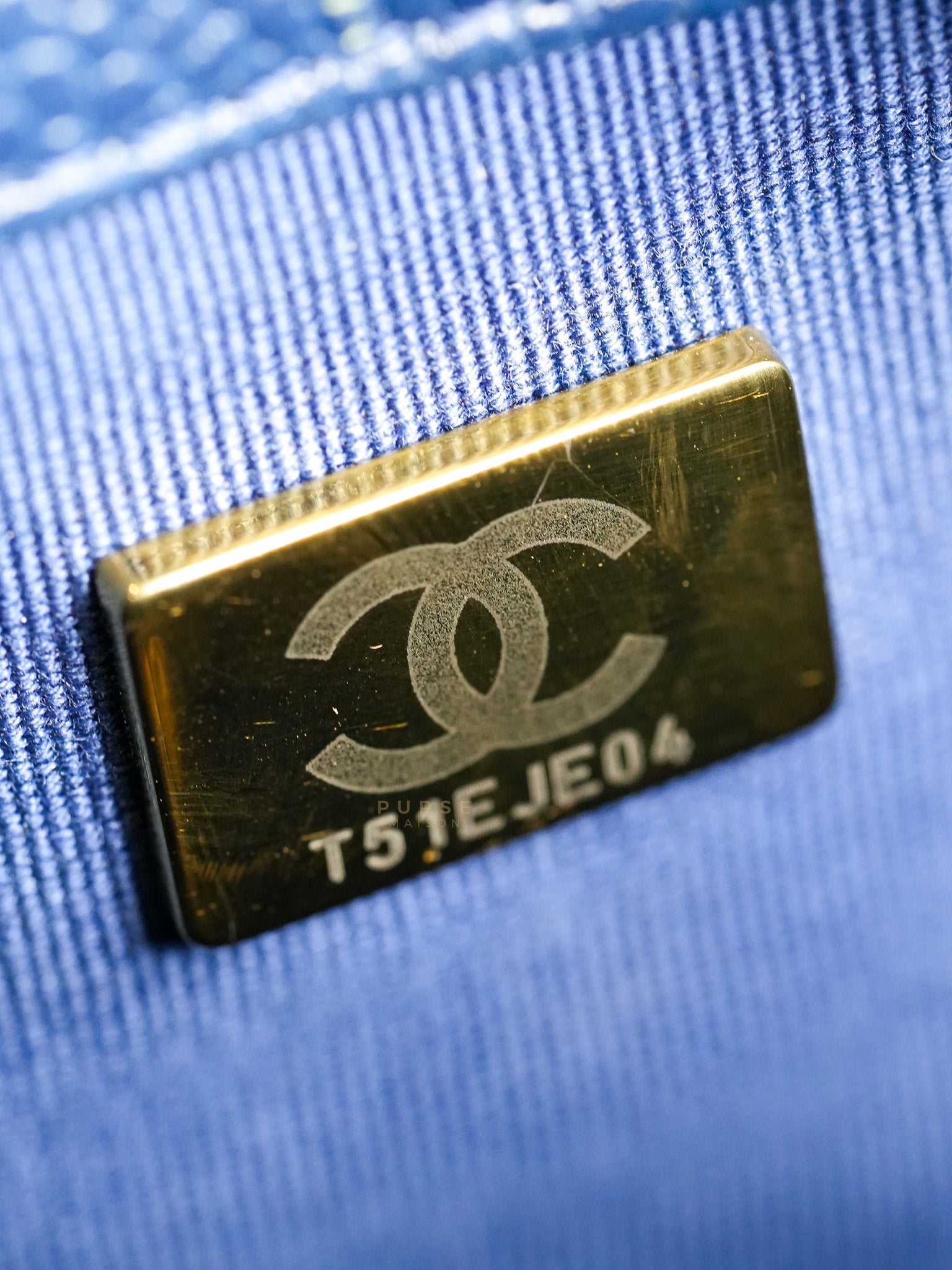 Chain Soul Flap in Navy Blue Caviar Leather and Aged Gold Hardware (Microchip) | Purse Maison Luxury Bags Shop