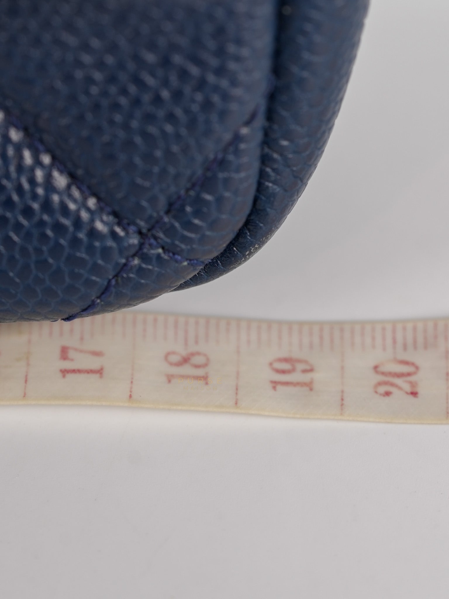 Chain Soul Flap in Navy Blue Caviar Leather and Aged Gold Hardware (Microchip) | Purse Maison Luxury Bags Shop