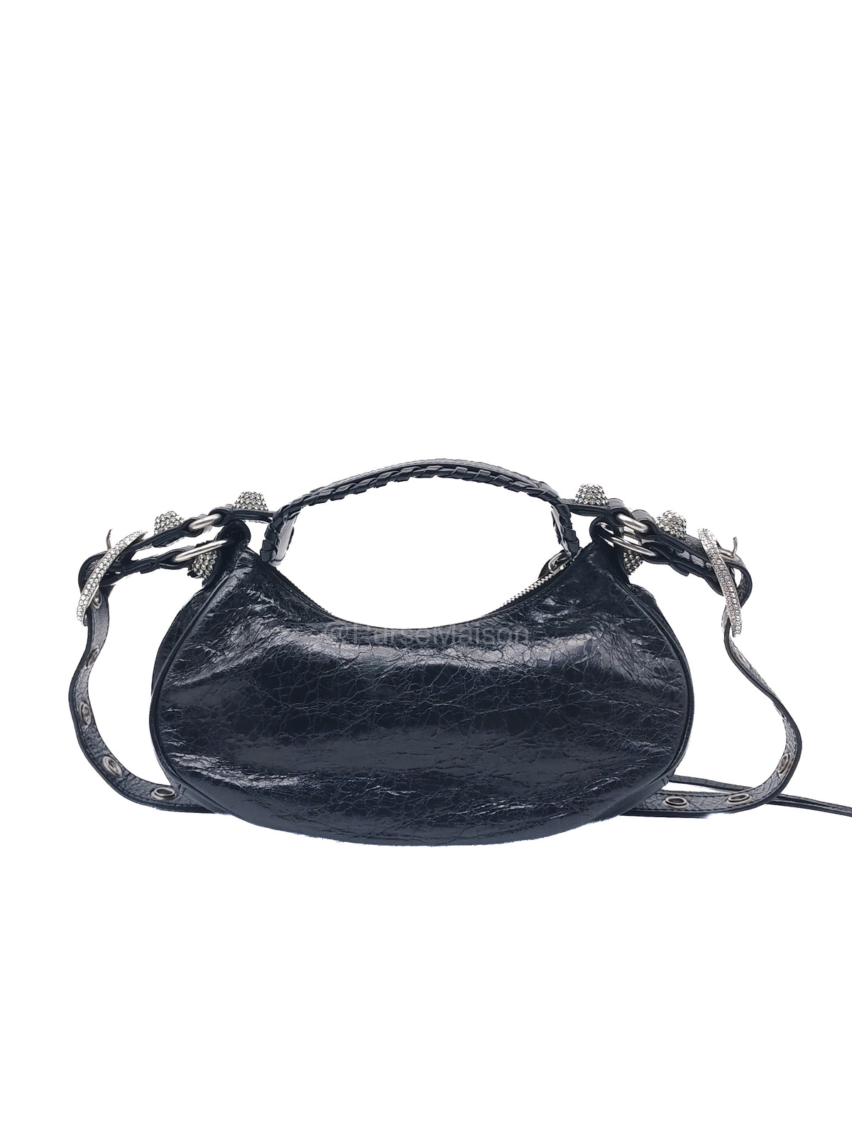 Balenciaga Le Cagole XS Shoulder Bag in Arena Lambskin Shoulder Bag with Rhinestones