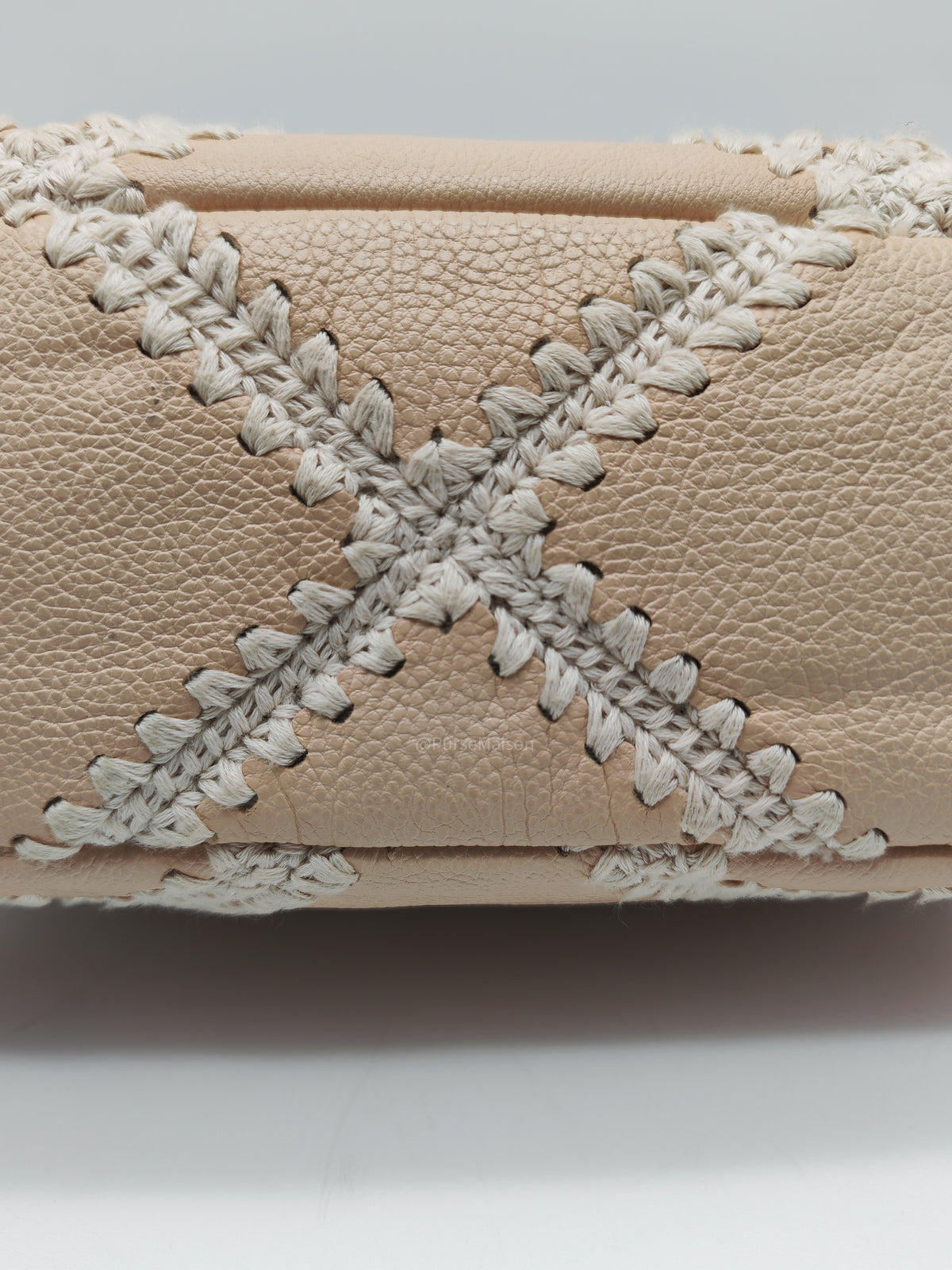 Chanel 19 Flap Bag Medium in Beige Calfskin Leather with Crochet Trim and Mixed Hardware Series 30 | Purse Maison Luxury Bags Shop
