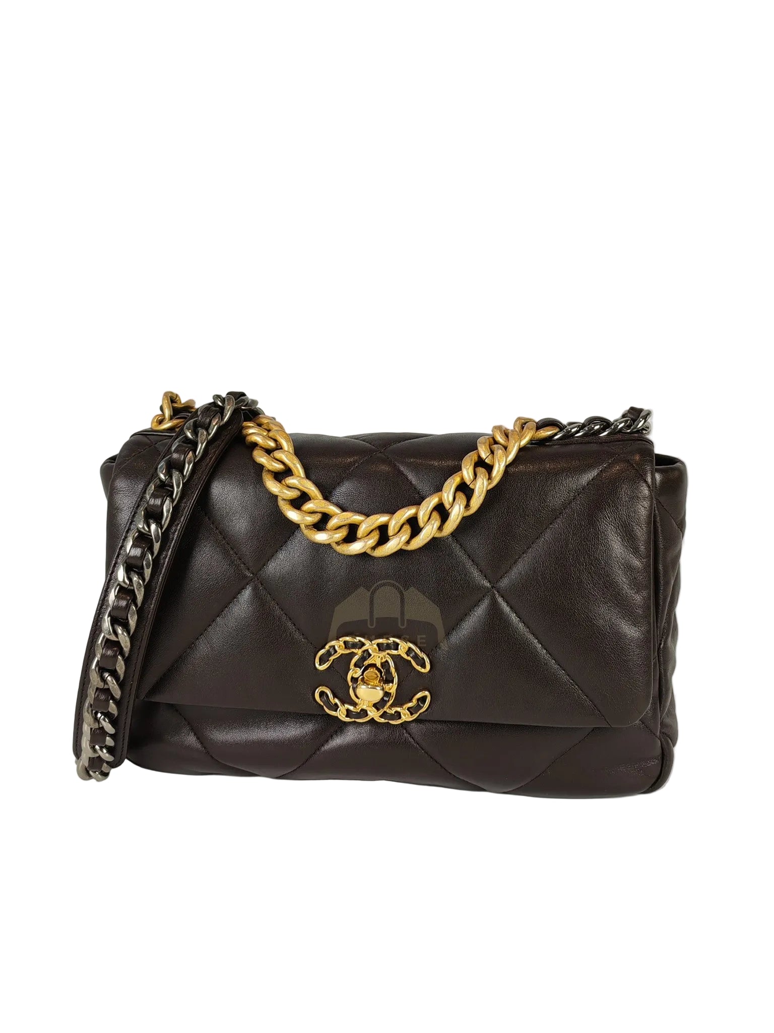 19 Small Flap Bag in Burgundy Brown Lambskin Leather & Mixed Hardware Microchip | Purse Maison Luxury Bags Shop