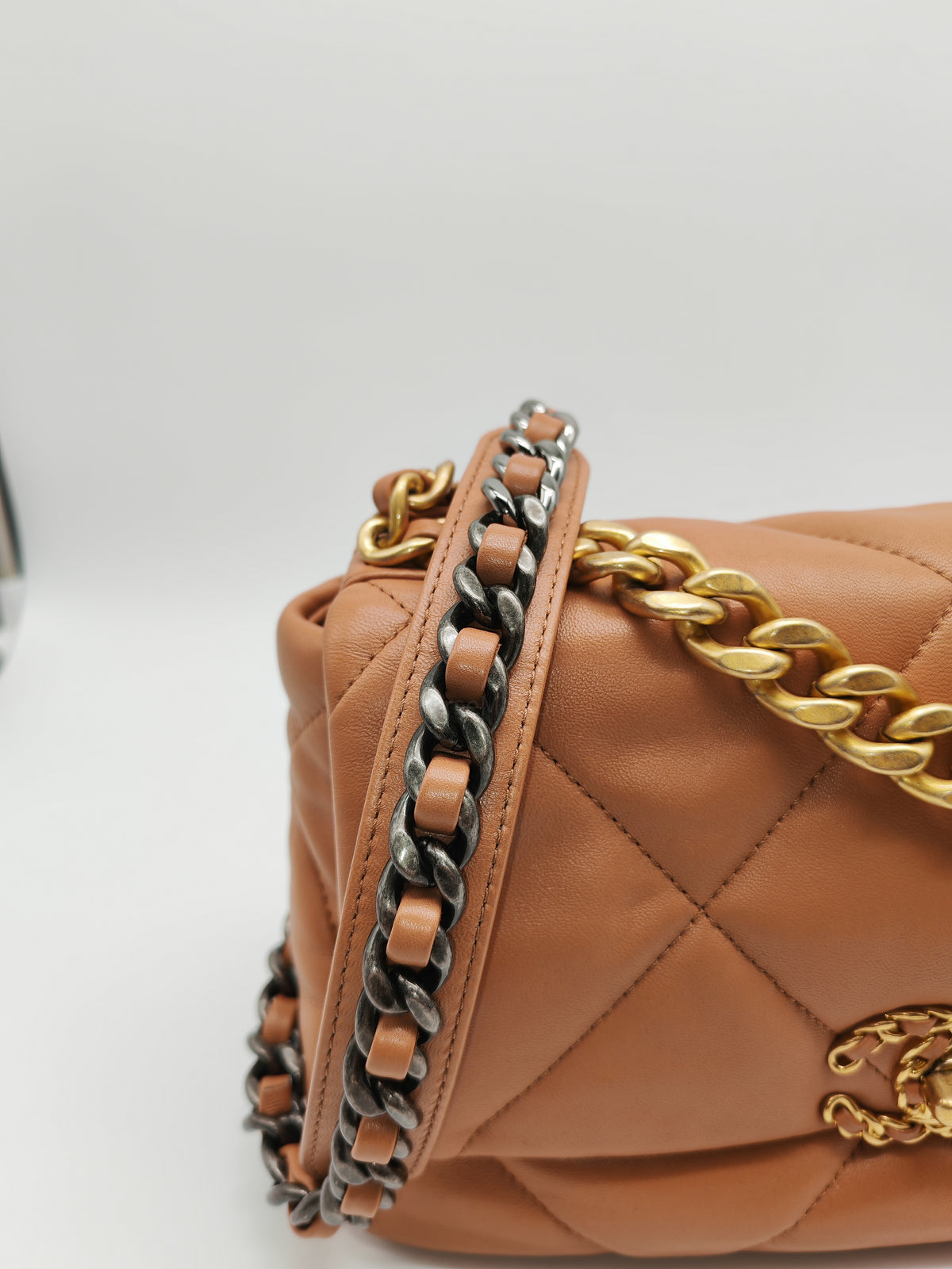 Chanel 19 Small Flap Bag in Caramel Quilted Lambskin Leather and Mixed Hardware Microchip (UP****GL) | Purse Maison Luxury Bags Shop