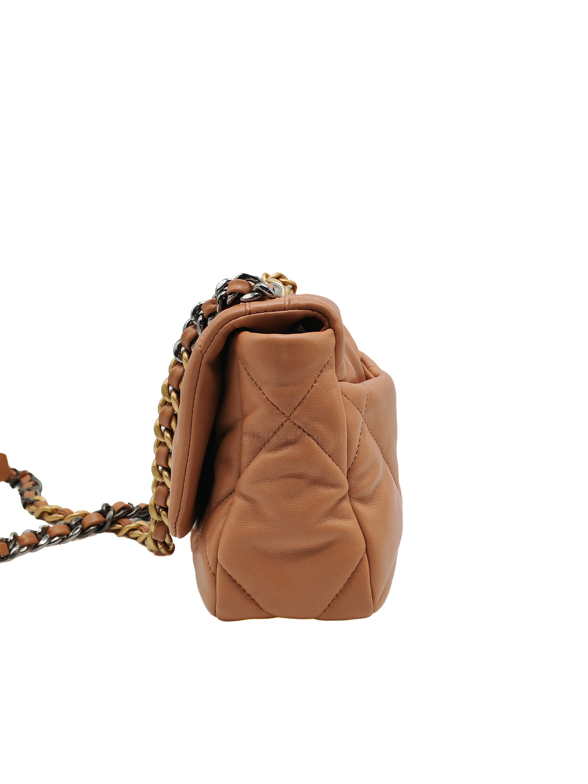 Chanel 19 Small Flap Bag in Caramel Quilted Lambskin Leather and Mixed Hardware Microchip (UP****GL) | Purse Maison Luxury Bags Shop