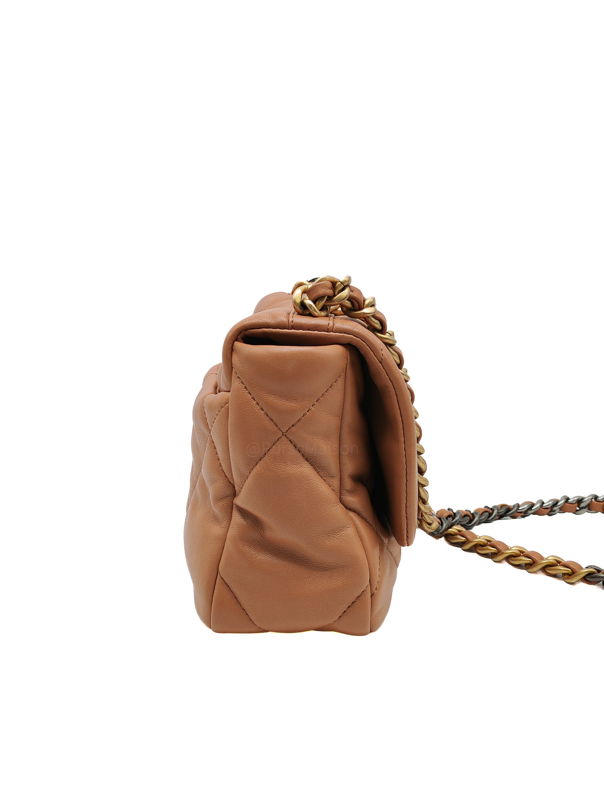 Chanel 19 Small Flap Bag in Caramel Quilted Lambskin Leather and Mixed Hardware Microchip (UP****GL) | Purse Maison Luxury Bags Shop