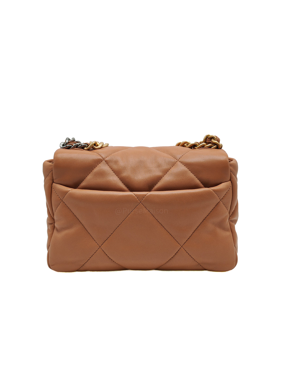 Chanel 19 Small Flap Bag in Caramel Quilted Lambskin Leather and Mixed Hardware Microchip (UP****GL) | Purse Maison Luxury Bags Shop