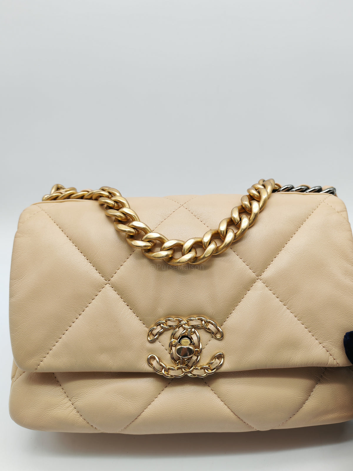 Chanel 19 Small in Beige Quilted Lambskin Leather and Mix Hardware Series 30 | Purse Maison Luxury Bags Shop