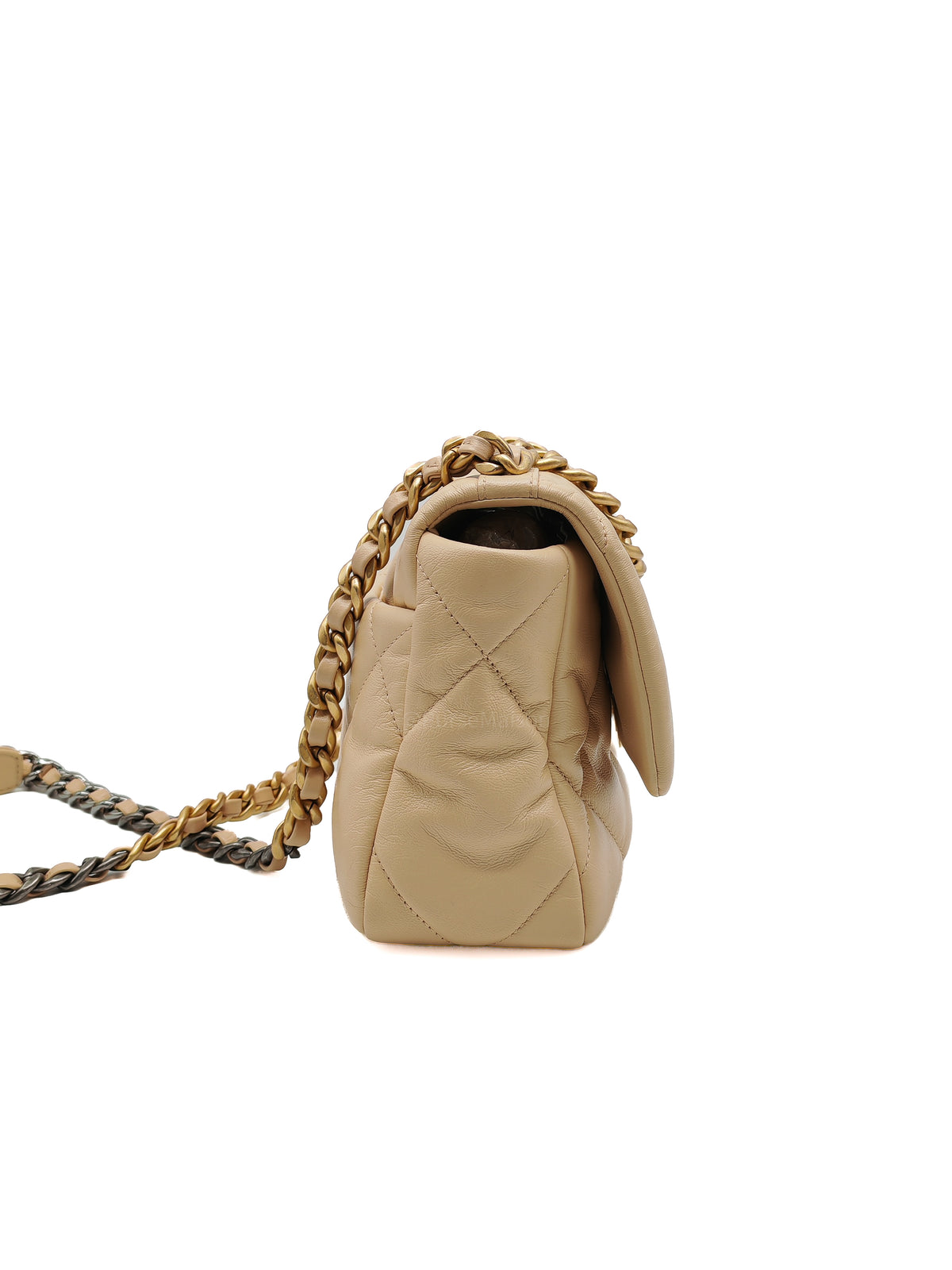 Chanel 19 Small in Beige Quilted Lambskin Leather and Mix Hardware Series 30 | Purse Maison Luxury Bags Shop