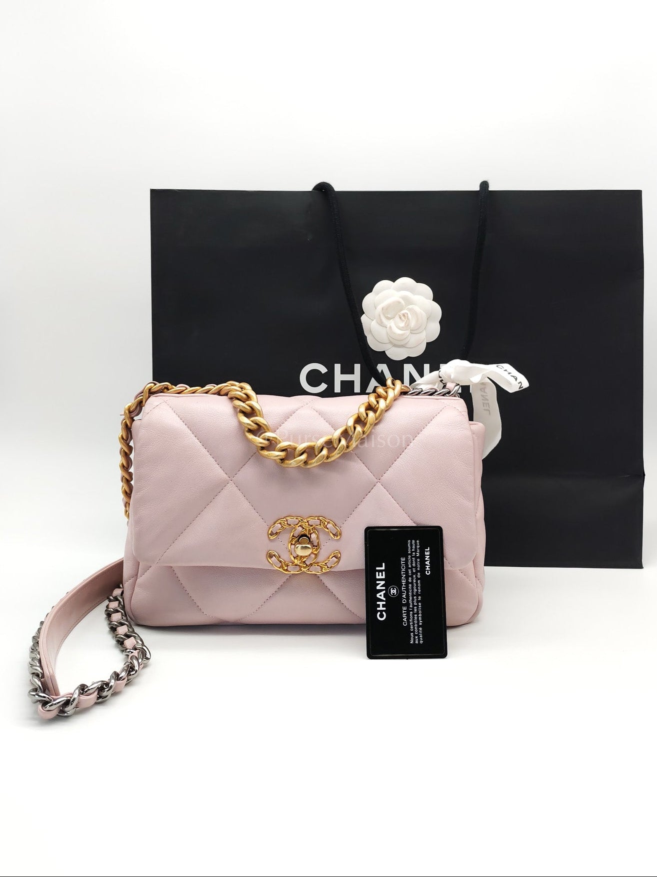 Chanel 19 Small in Light Pink Quilted Lambskin Leather and Mixed Hardware Series 31 | Purse Maison Luxury Bags Shop