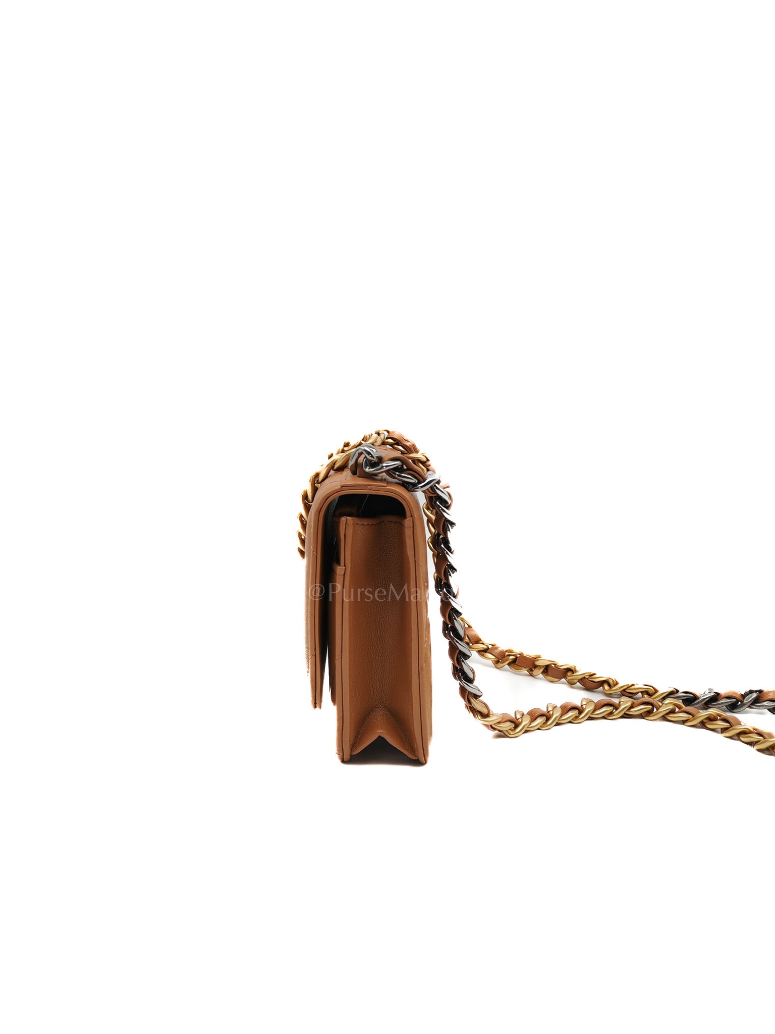 Chanel 19 Wallet On Chain (WOC) Caramel Lambskin Leather Mix Hardware (Microchip) | Purse Maison Luxury Bags Shop
