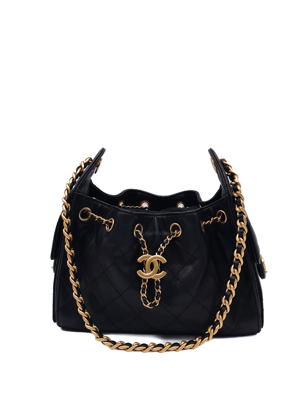 Chanel 25 Hobo Bag Mini in Black Caviar Leather and Aged Gold Hardware Microchip (A2****70) | Purse Maison Luxury Bags Shop
