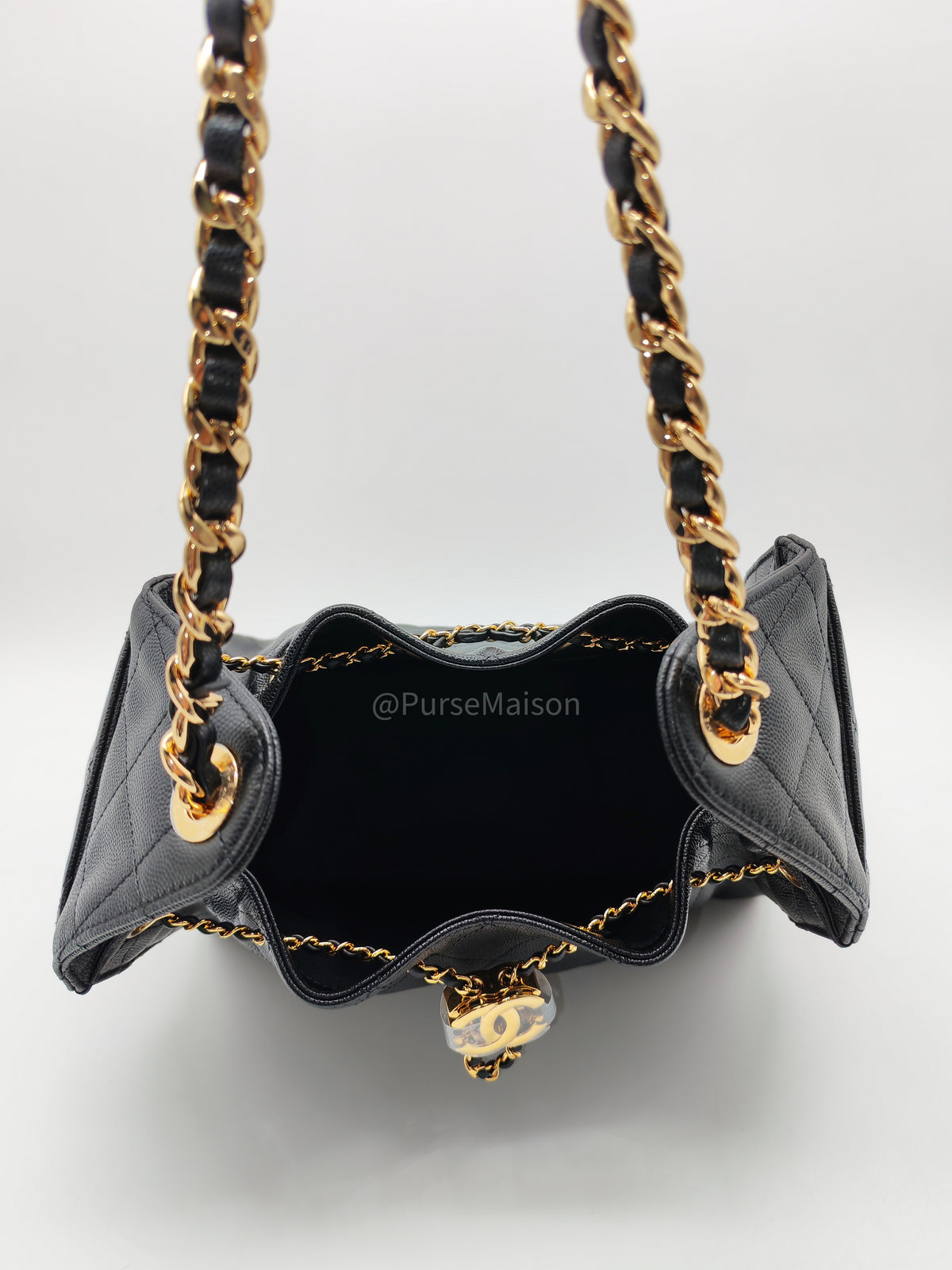 Chanel 25 Hobo Bag Small in Black Caviar Leather Shiny Gold Hardware (Microchip) | Purse Maison Luxury Bags Shop