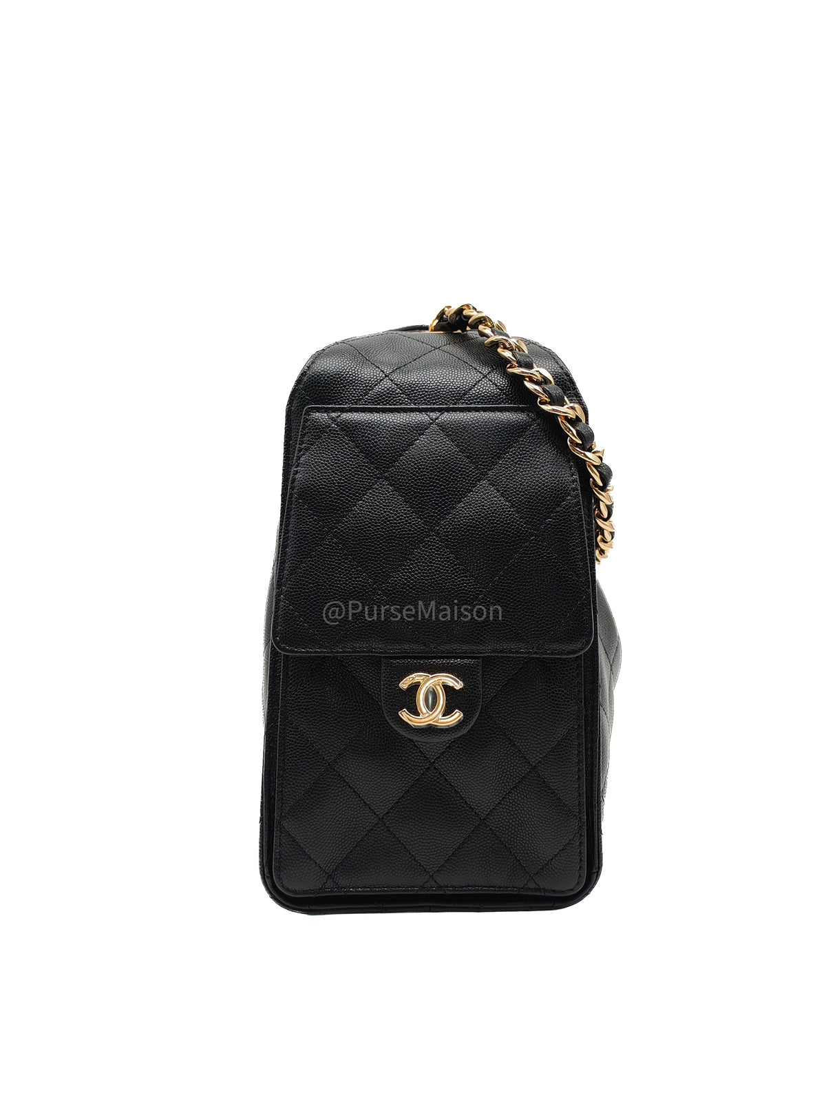 Chanel 25 Hobo Bag Small in Black Caviar Leather Shiny Gold Hardware (Microchip) | Purse Maison Luxury Bags Shop