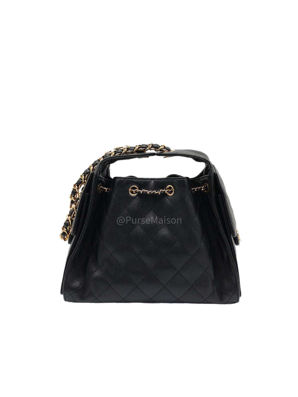 Chanel 25 Hobo Bag Small in Black Caviar Leather Shiny Gold Hardware (Microchip) | Purse Maison Luxury Bags Shop