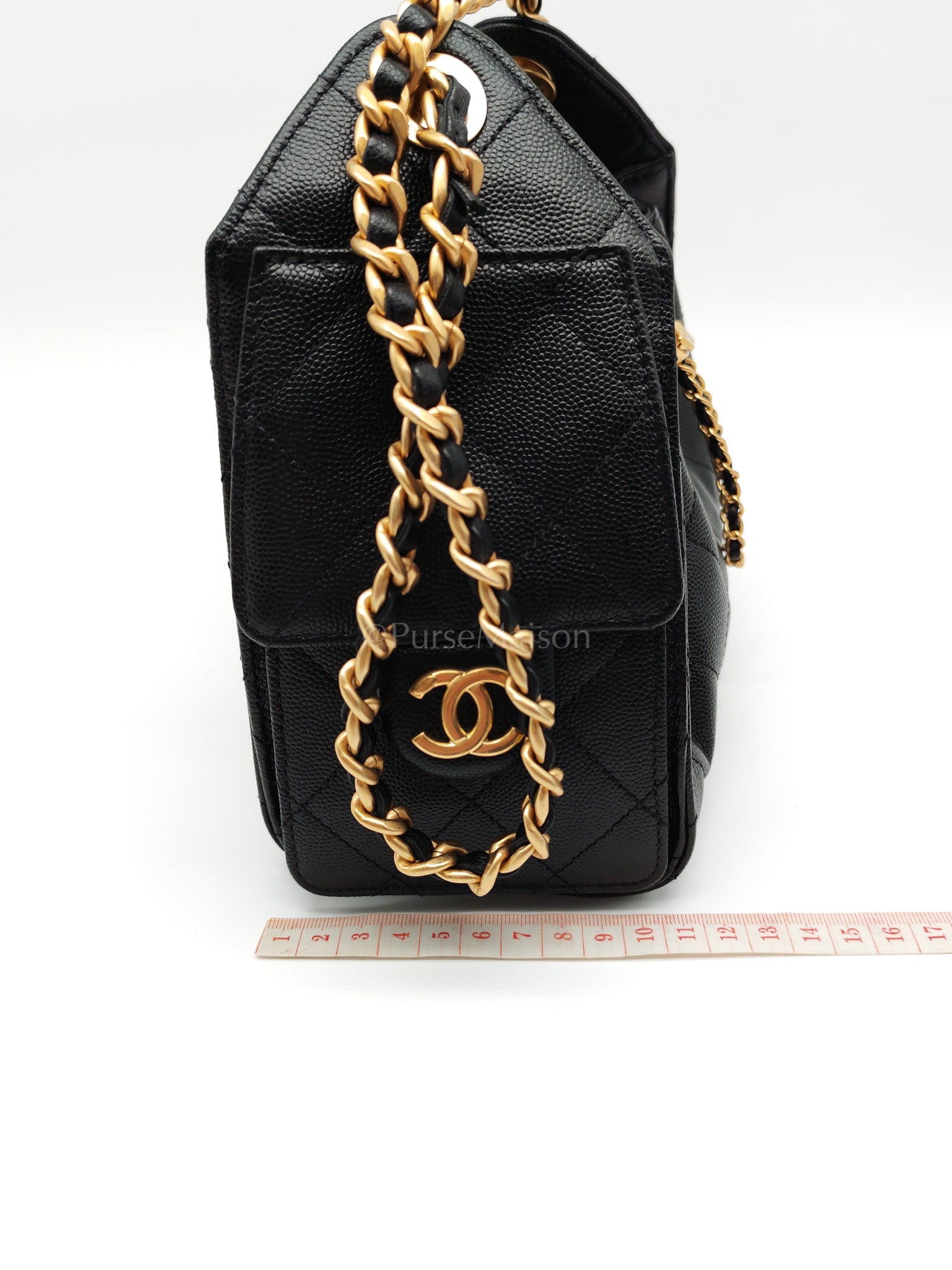 25 Mini Black Caviar Leather in Aged Gold Hardware Microchip(UL****32) | Purse Maison Luxury Bags Shop